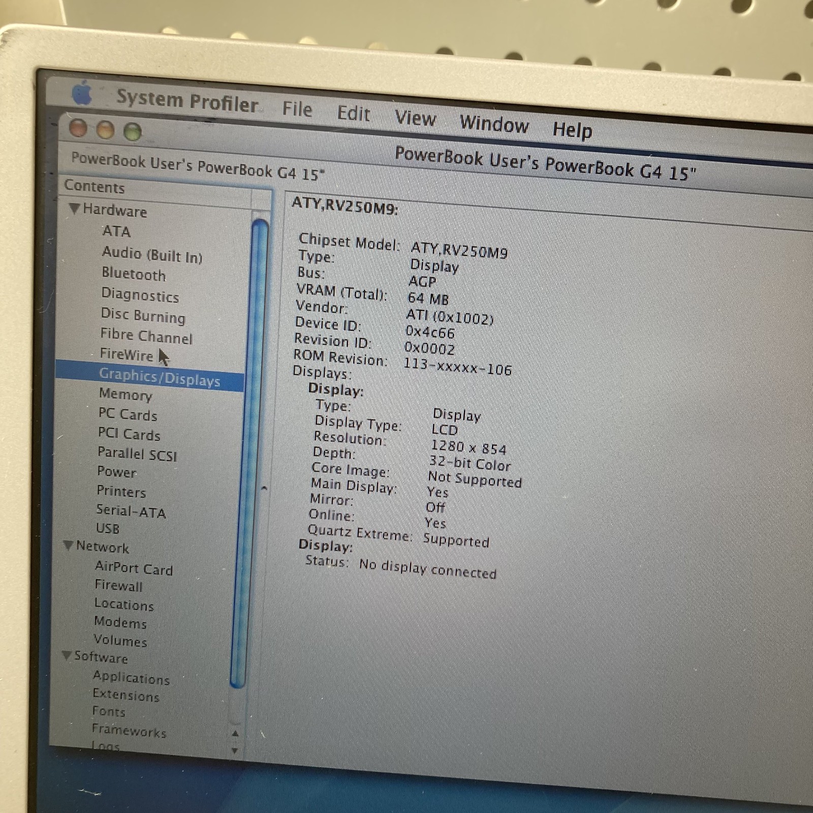 Vintage Apple PowerBook G4 Titanium M5884 Screen Issues Mac OS X 10.4