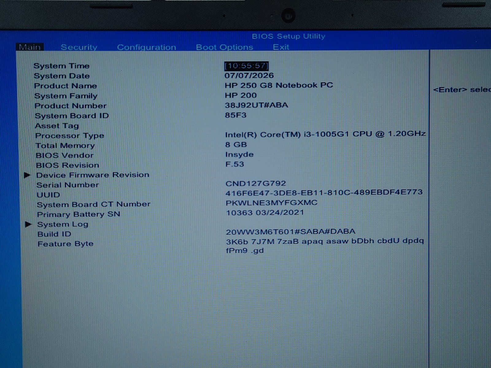 HP 250 G8 15.6″ HD i3-1005G1 8GB RAM No OS/SSD