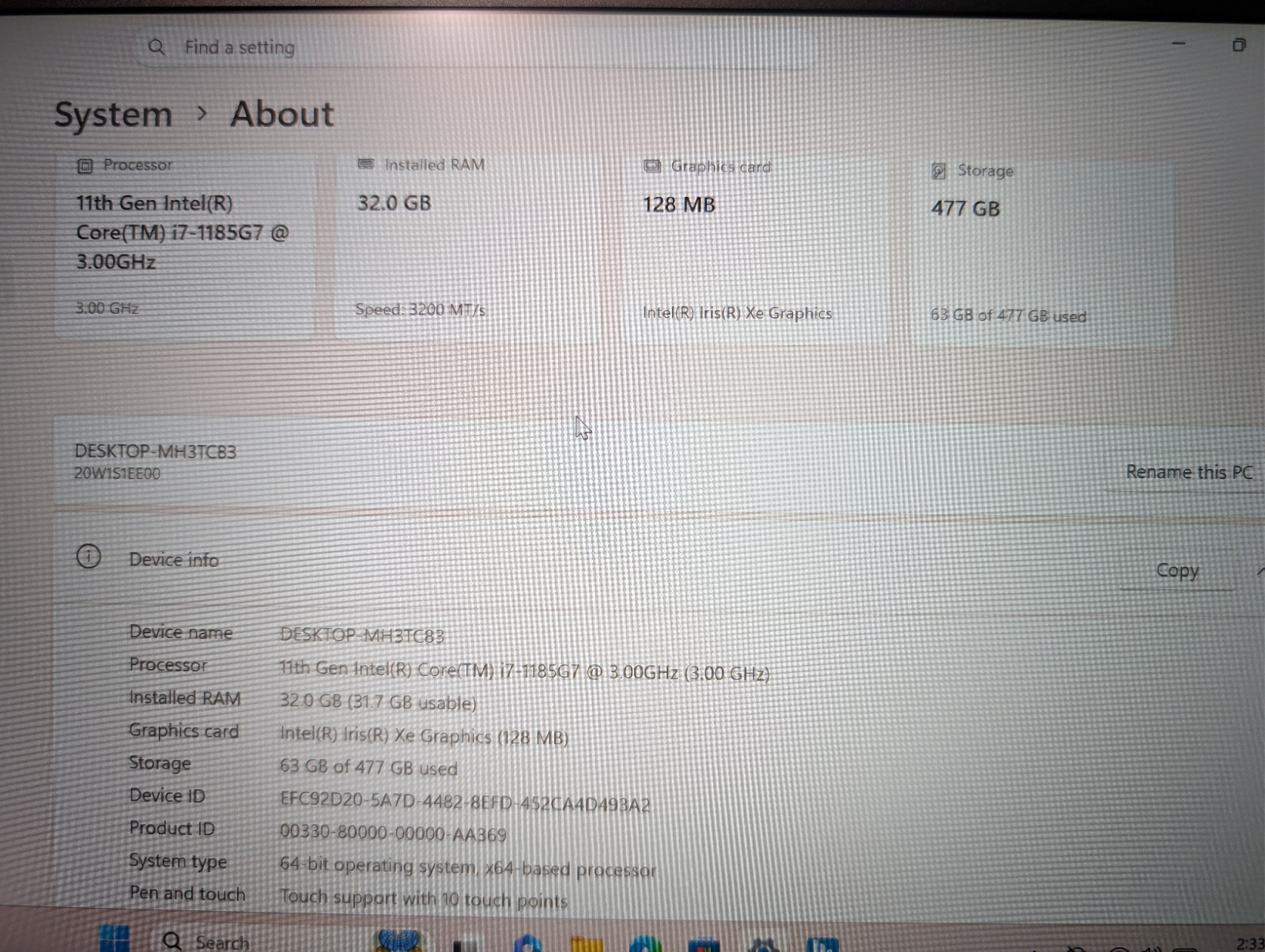 LENOVO THINKPAD T14 GEN 2i Touchscreen | i7-1185G7 32GB RAM 512GB NVMe SSD | FHD