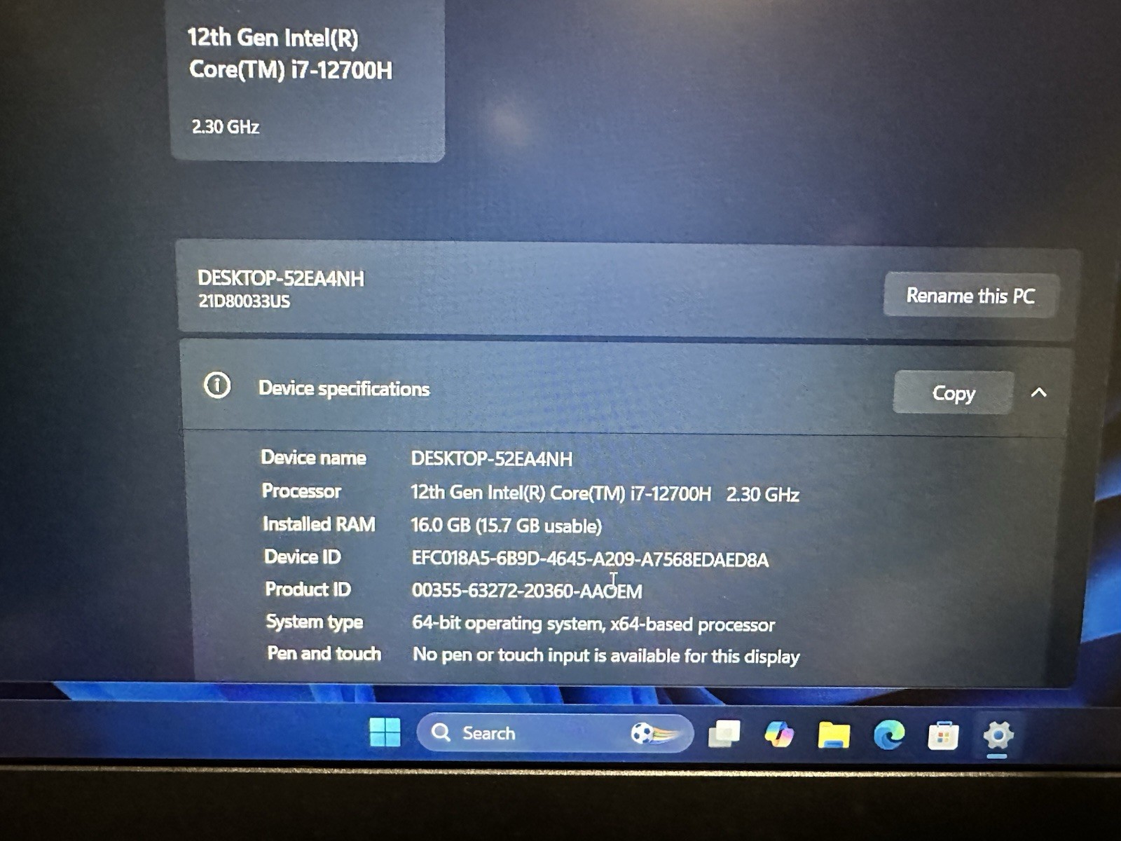 Lenovo Thinkpad P15v Gen 3 i7-12700H 512GB SSD 16GB DDR5 NVIDIA T600 W11P