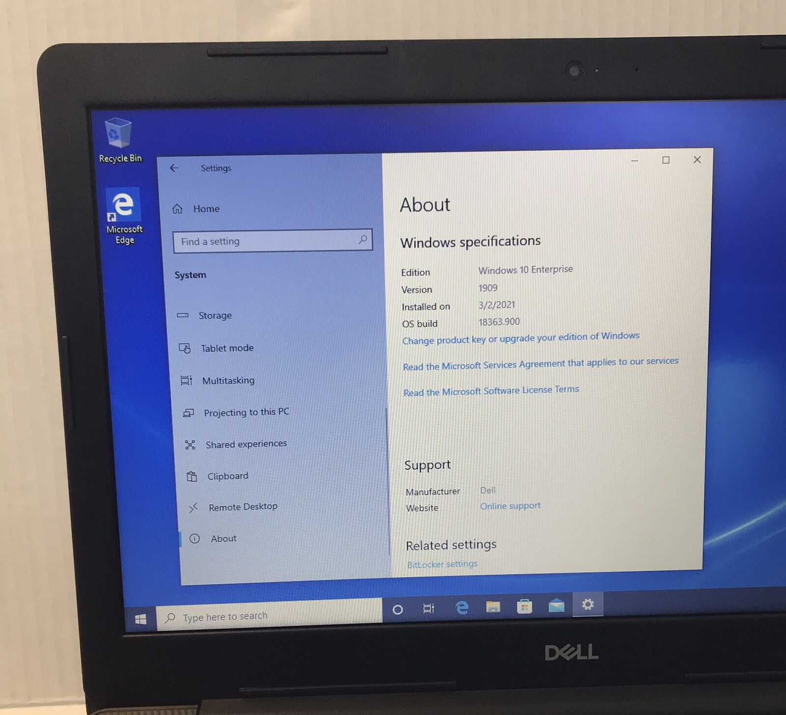 Dell Inspiron 3593 i3-1005G1 3.4GHz 8GB RAM 128GB SSD 15.6″ Win 10