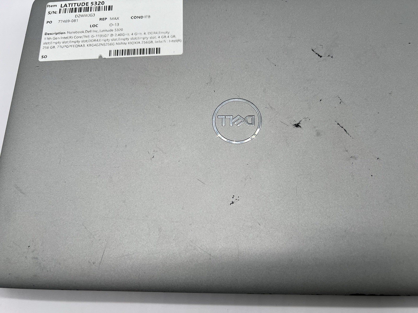 Dell Latitude 5320, i5-1135G7, @ 2.40GHz, 8GB RAM, 256GB NVMe-No OS/Charger