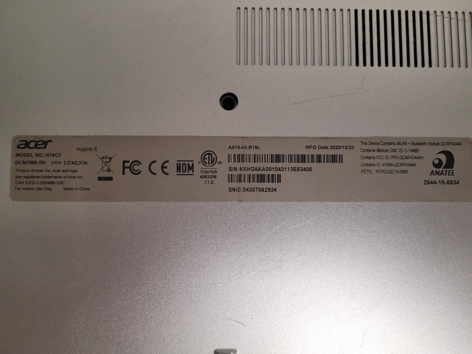 Acer Aspire A515-43 15.6″ Ryzen 3 3200u 2.6ghz 8gb ram 256gb ssd w11p 3113E53400
