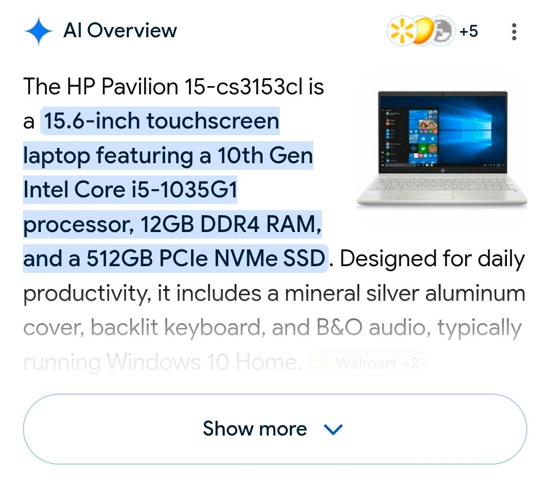 HP Pavilion 15-eg0021nr 15.6″ (Intel Core i7-1165G7, 512GB SSD, 16GB RAM) Laptop