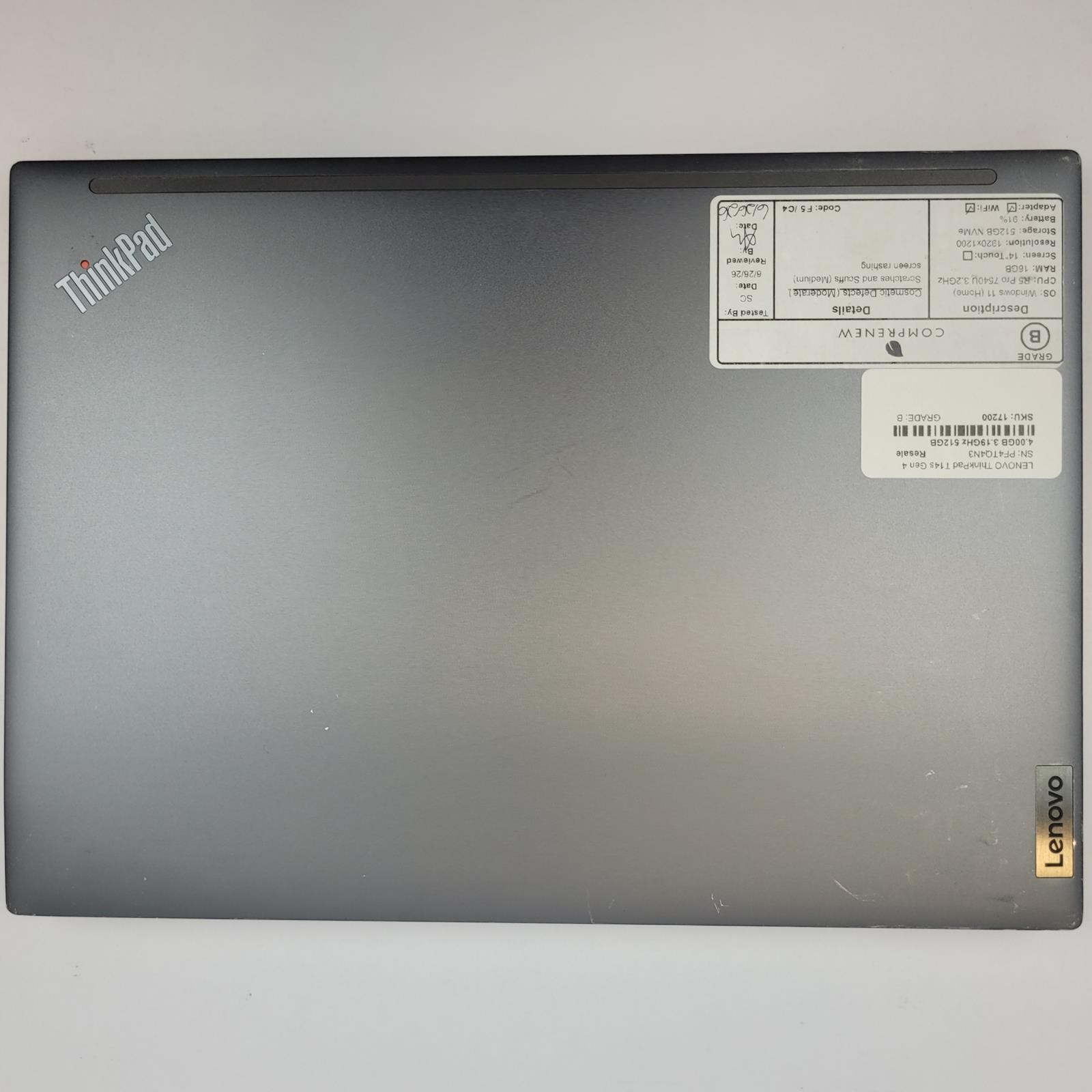 LENOVO ThinkPad T14s G4 Win 11 R5 Pro 7540U 16GB RAM 512GB NVME | Grade B