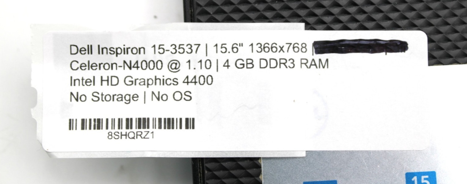 Dell Inspiron 15-3537 Celeron-N4000@1.1GHz 4GB DDR3 NO STORAGE/OS *USED/TESTED*