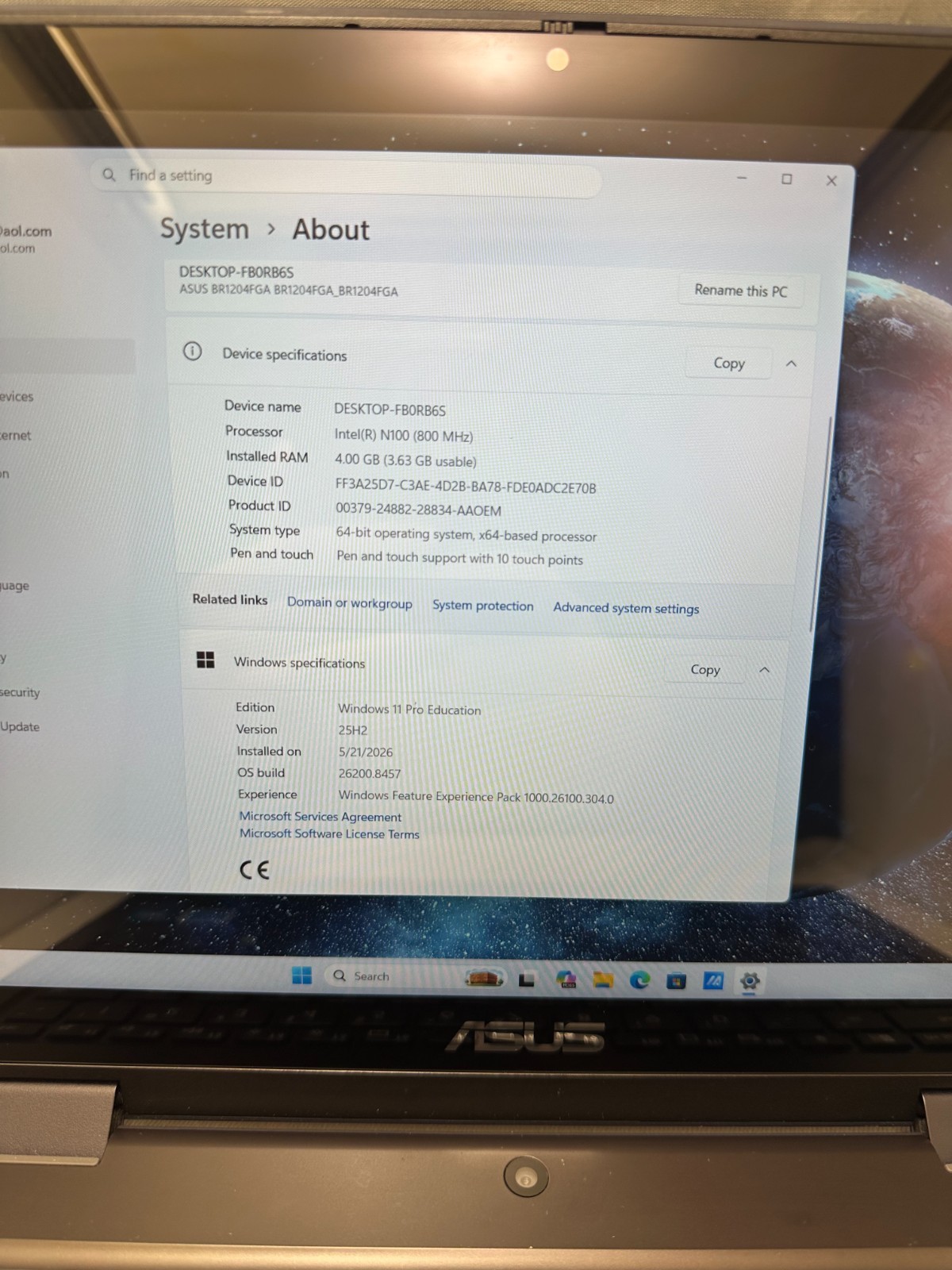 Asus Expertbook BR1204FG – 128GB, 4GB RAM, Intel(R) N100 Processor -Mineral Gray