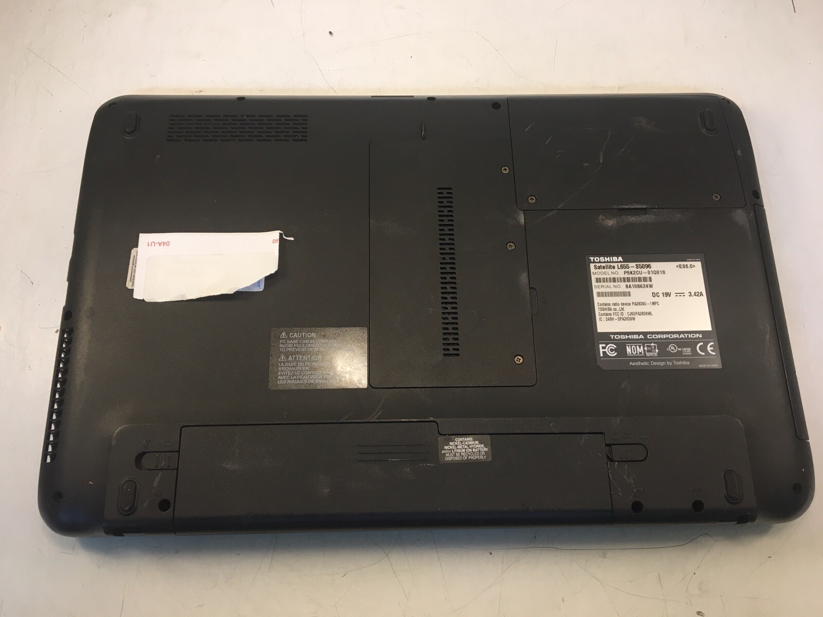 Toshiba Satellite L655-S5096 | Intel Pentium P6100 2.00GHz | 3GB RAM | NO HDD/OS
