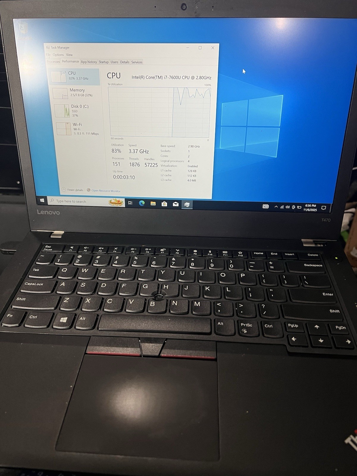 Lenovo ThinkPad T470,Intel Core i7-7600u,8GB RAM 256GB SSD WIN 10 Pro