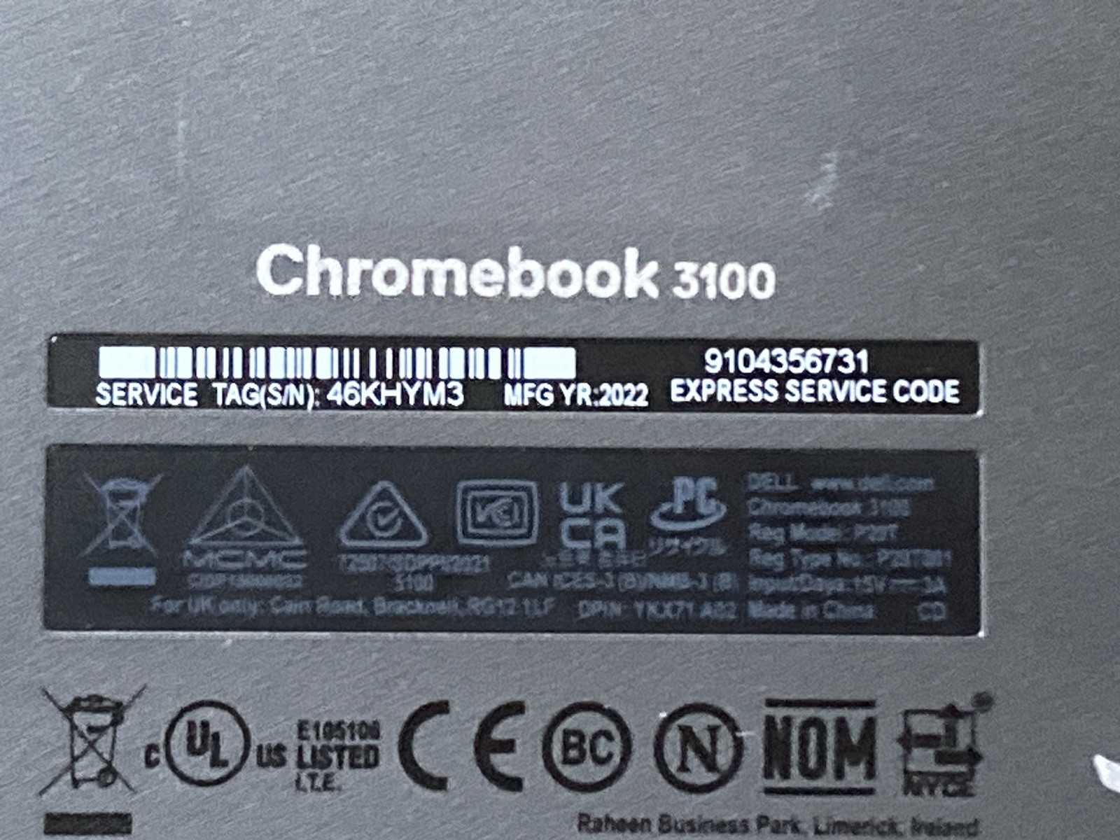 Dell Chromebook 11 3100