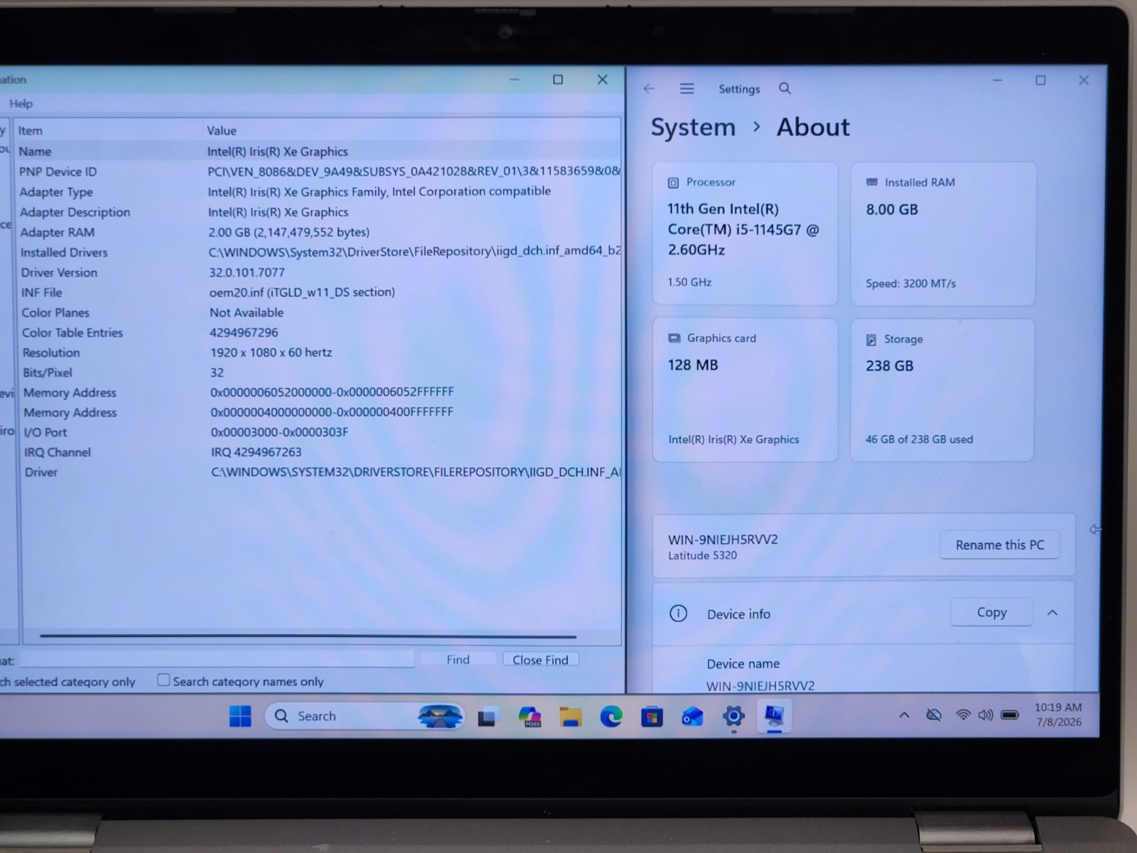 Dell Latitude 5320 13″ 2-in-1 i5-1135G7 @ 2.60GHz 8GB RAM 256GB NVMe W11P