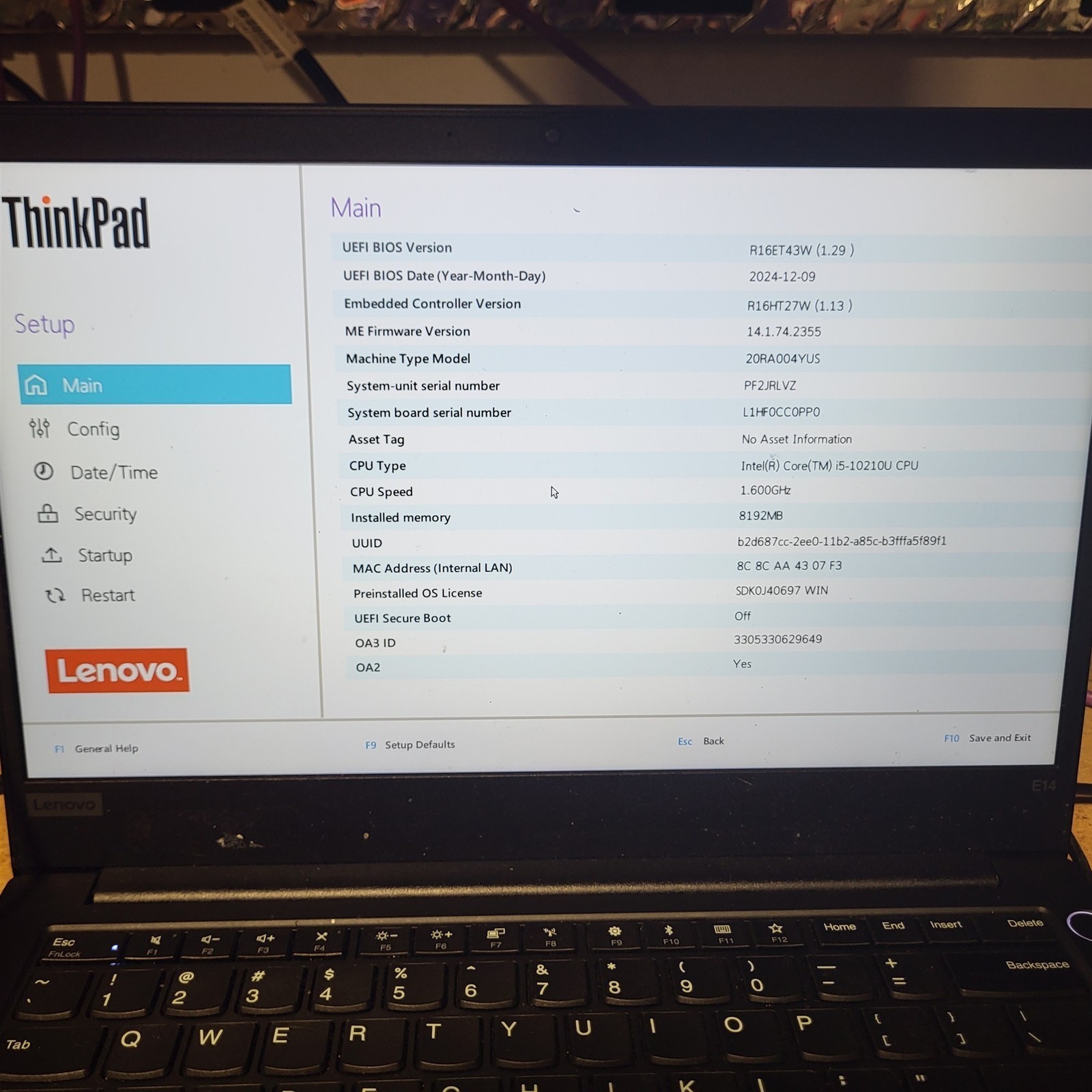 Scratched Screen Lenovo ThinkPad E14 Laptop Intel i5-10210U 1.6GHz 8GB 512GB SSD