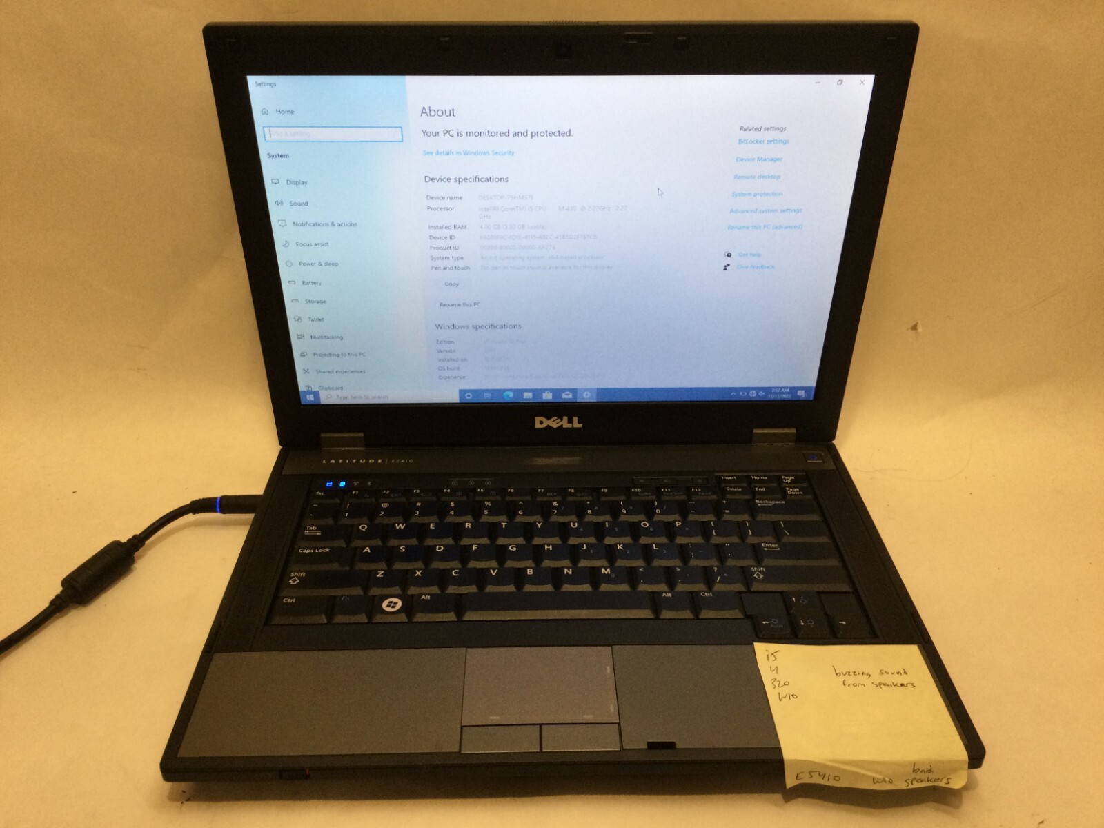 Dell Latitude E5410 / Intel Core i5 M430 / Windows 10 Pro / C-GRADE W/ ADAPTER!