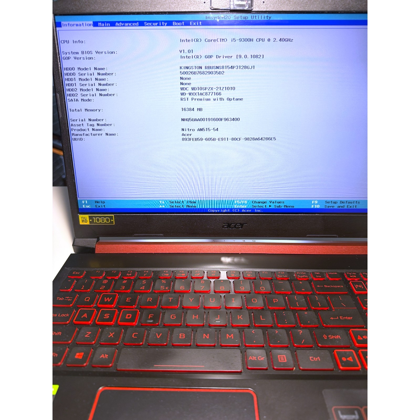 Acer Nitro 5 AN515-54-51M5 Gaming Laptop i5 9300H 2.4GHZ 16GB DDR4 128GB+1TB