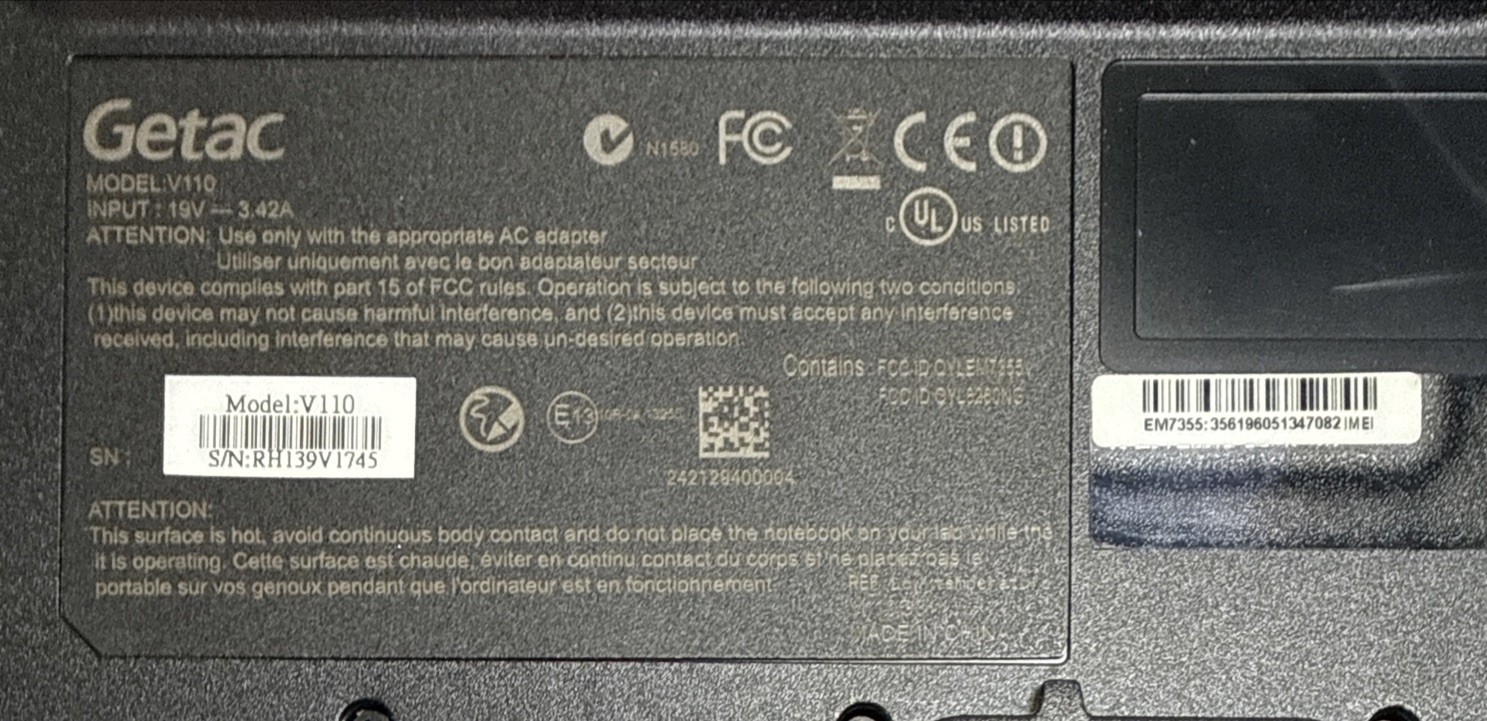 Getac V110 G3 Toughbook Tablet i7-6500U 2.50GHz 128GB SSD 12 GB Ram – 2 battery