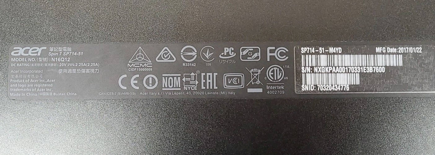 ACER Spin 7, Intel Core i7-7Y75 @ 1.3GHz, 8GB RAM, NO SSD, NO OS *READ*