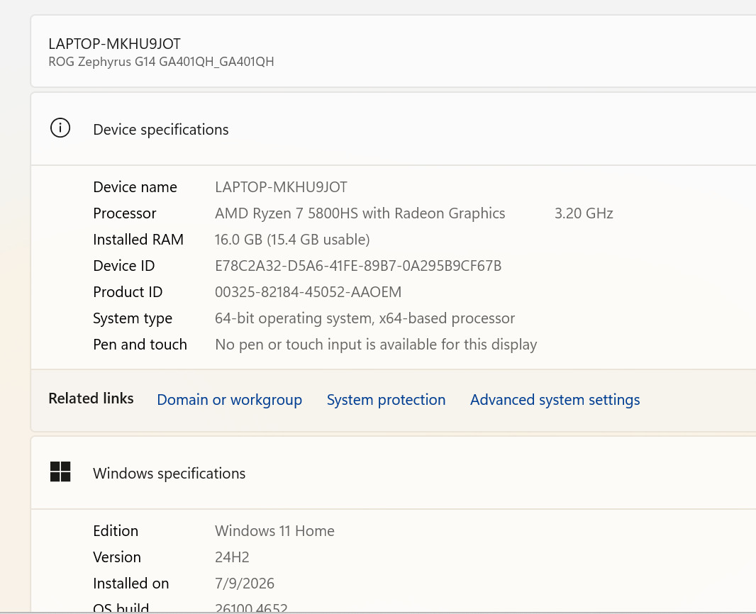 Asus ROG Zephyrus G14 GA401QH 14″FHD AMD Ryzen 7 16GB 1TB SSD W11H GTX1650 +PA