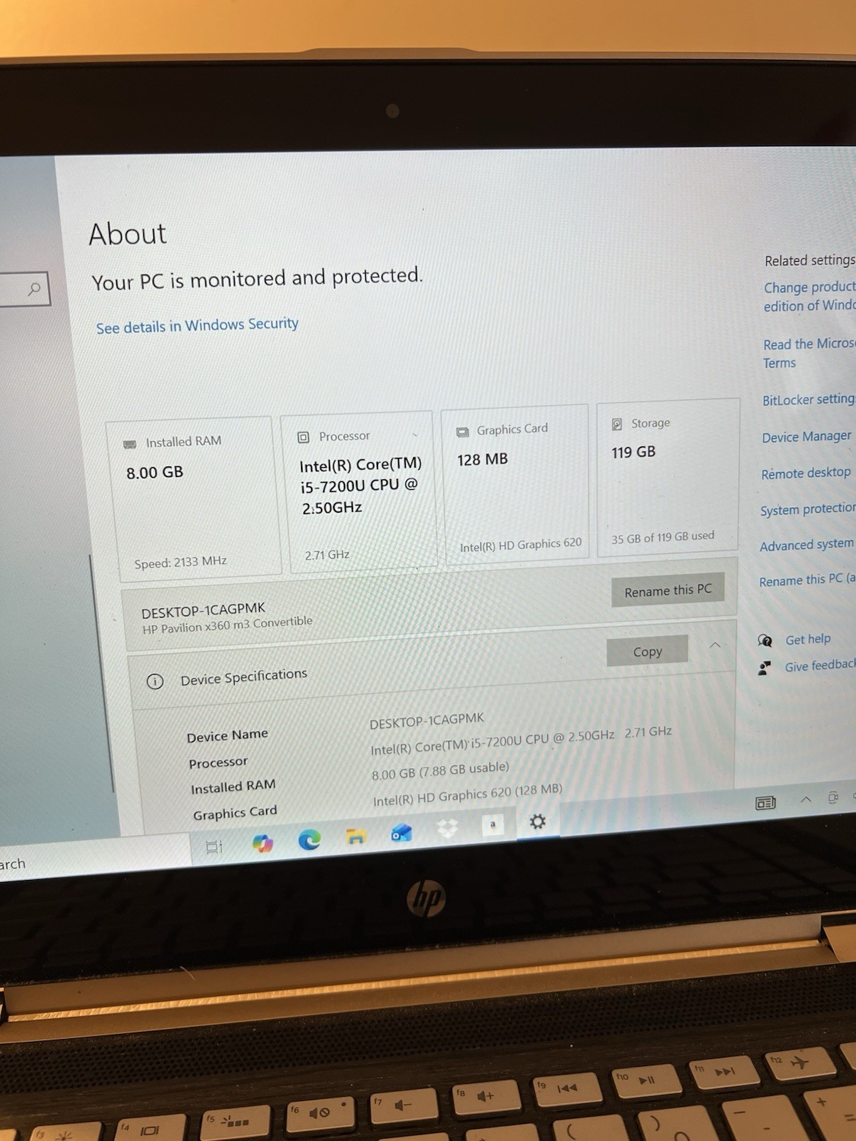 HP Pavilion x360 15-ER0225OD 15.6″ i5-1135G7 2.4GHz 8GB RAM 128GB SSD