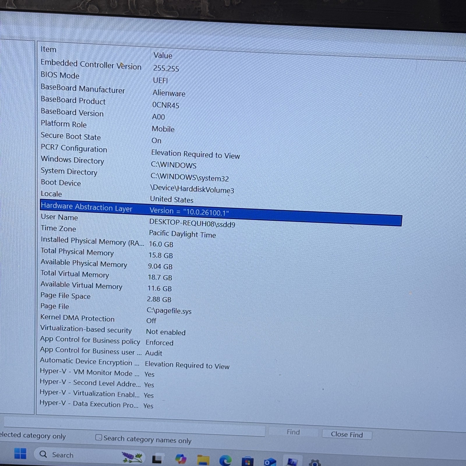 Alienware m15 P79F Intel Core i7-8750H 2.2GHz 16G RAM 128GB SSD 15.6″ Win11 Home