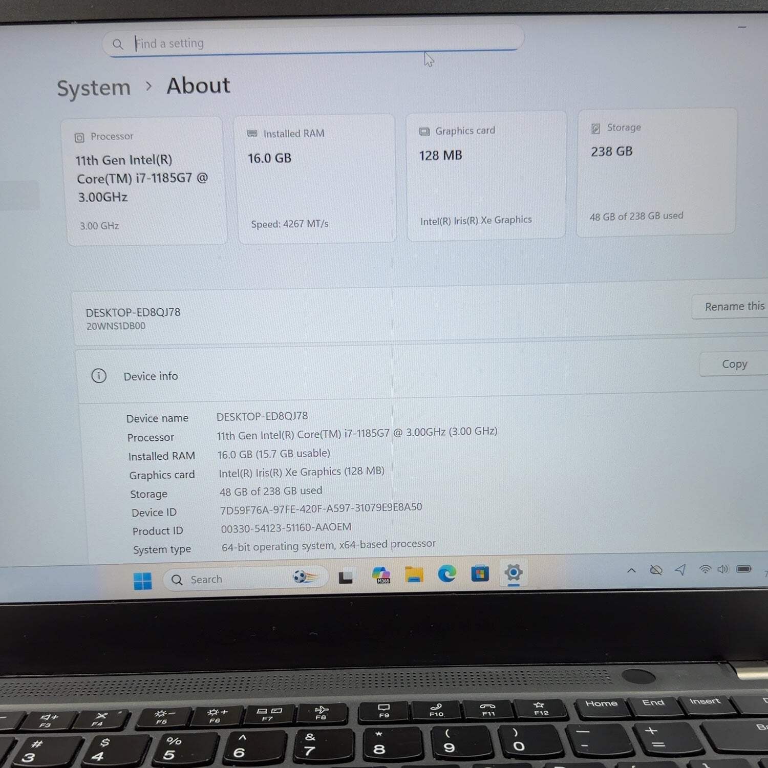 Lenovo ThinkPad T14 Gen 2 20WNS1DB00 14″ i7-1185G7 3.0GHz 16GB RAM 256GB SSD