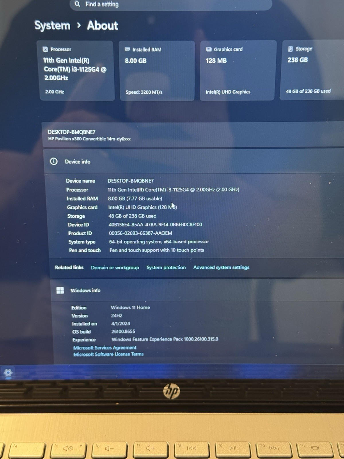 HP Pavilion x360 14m-dy0113dx 2.0GHz i3-1125G4 8GB RAM 256GB SSD 14″ FHD WIN11