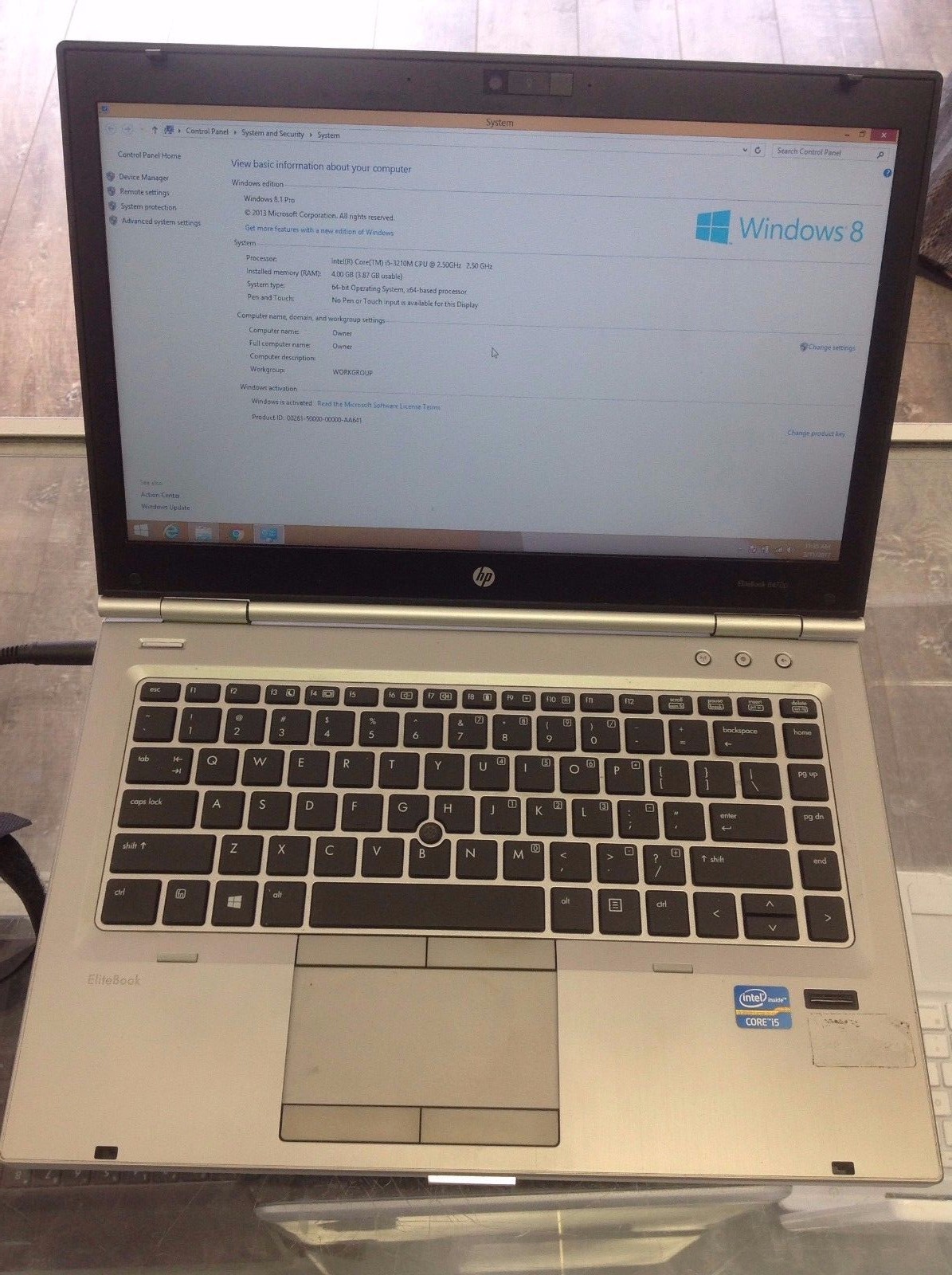 HP EliteBook 8470p Laptop 14″ Intel i5 2.5GHz 4GB 500GB HDD Windows 8.1