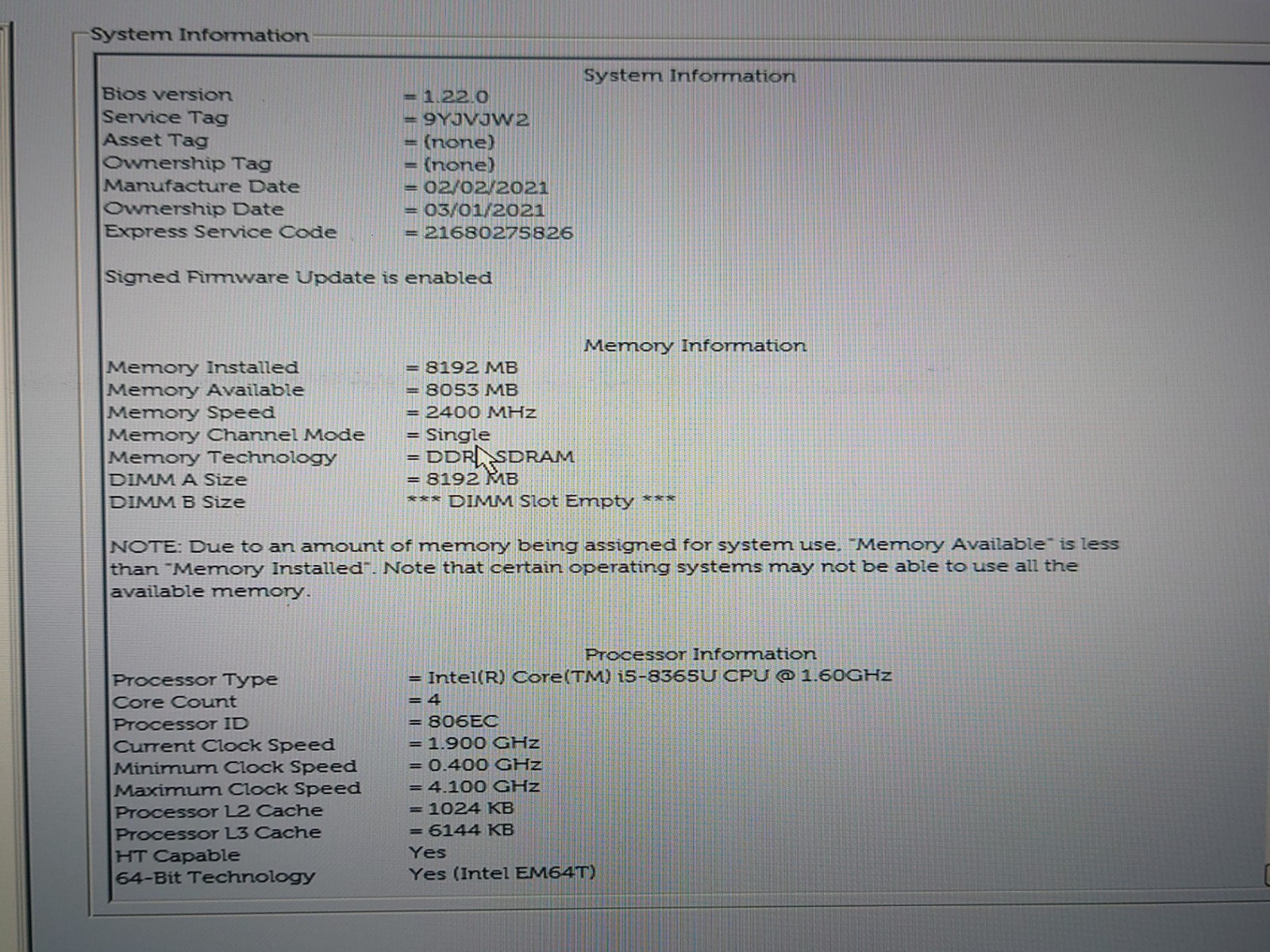 Dell Latitude 5300 13.3″ FHD i5-8365U 8GB RAM 256GB SSD No OS