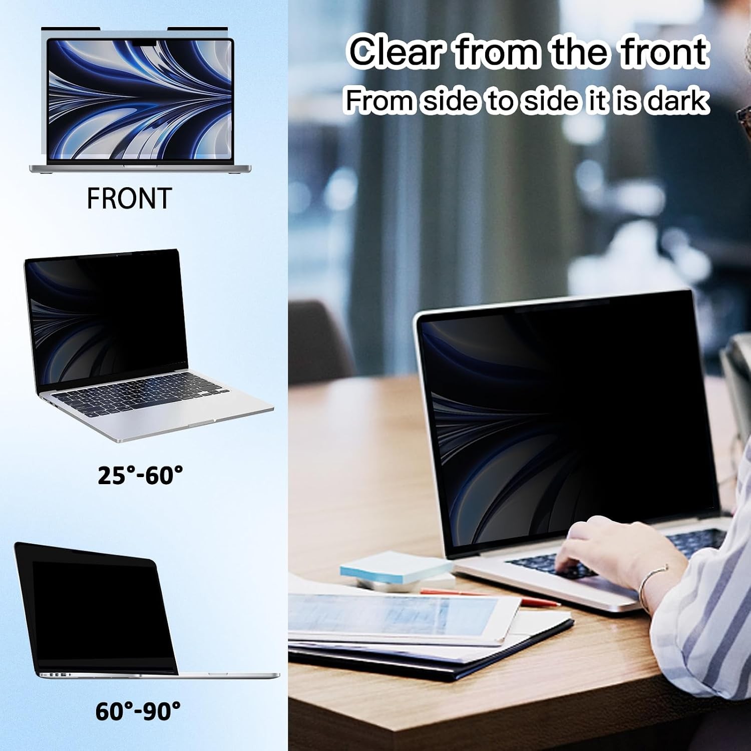 Magnetic Laptop Privacy Screen for 15.6 Inch 16:9, Removable Computer Screen Pri