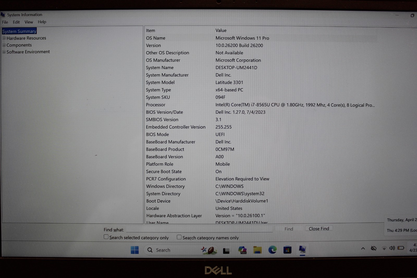 Dell Latitude 3301 I7-8565U 256GB NvME 8GB DDR4 Win11Pro- See Descrip