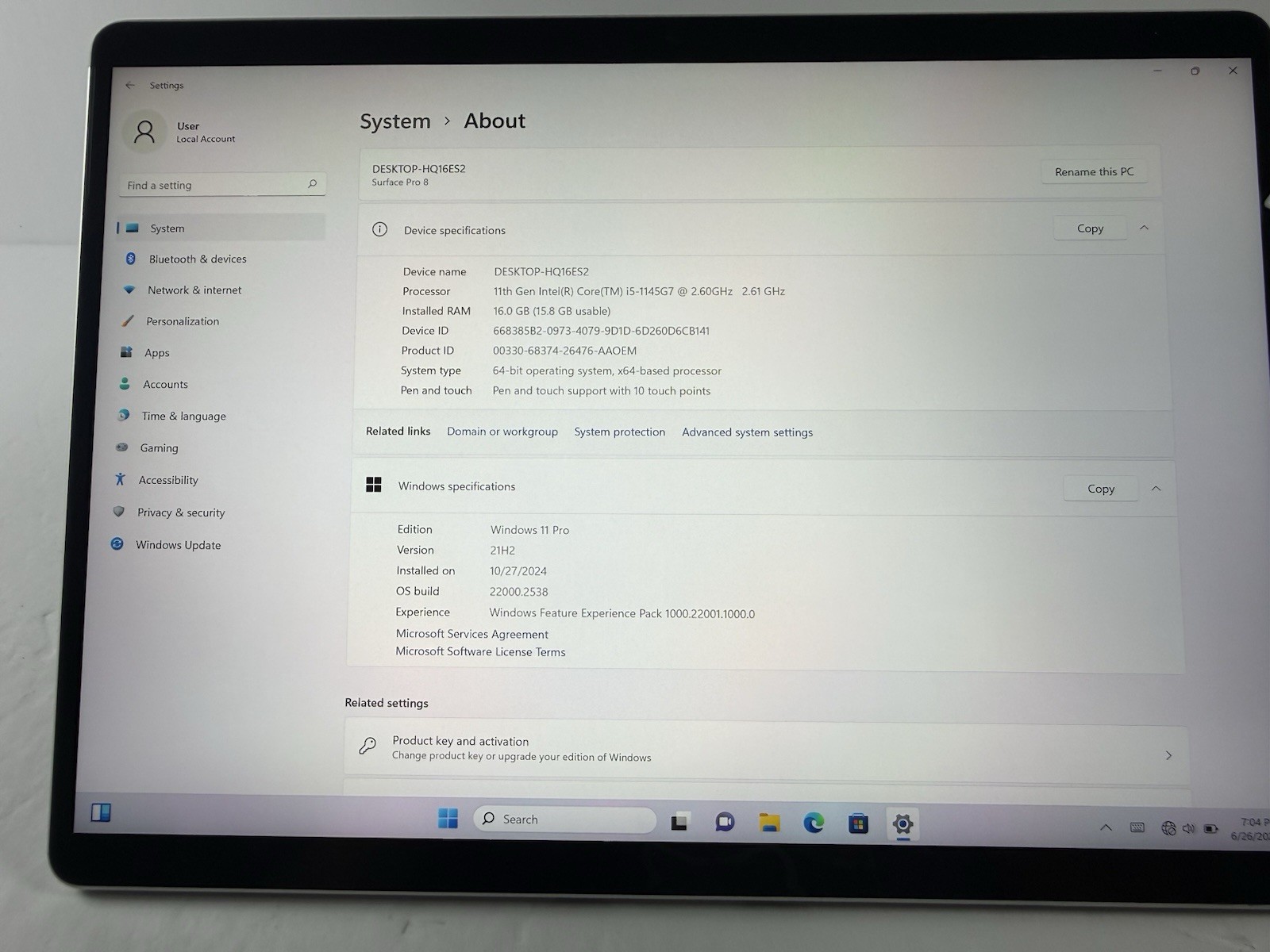 Microsoft Surface Pro 8 (1982) i5-1145G7 – 16GB RAM – 256GB 120Hz – Win 11 Pro