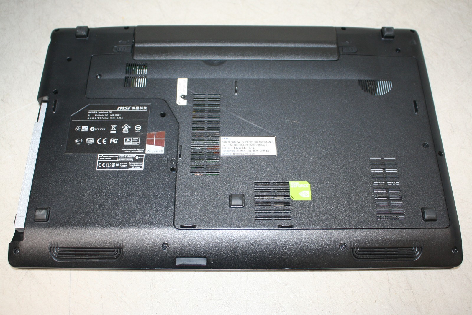 MSI MS-16GH Gaming Laptop i7-4710HQ 2.5GHz. 8GB Ram 512GB SSD HDD Win 8 AS IS
