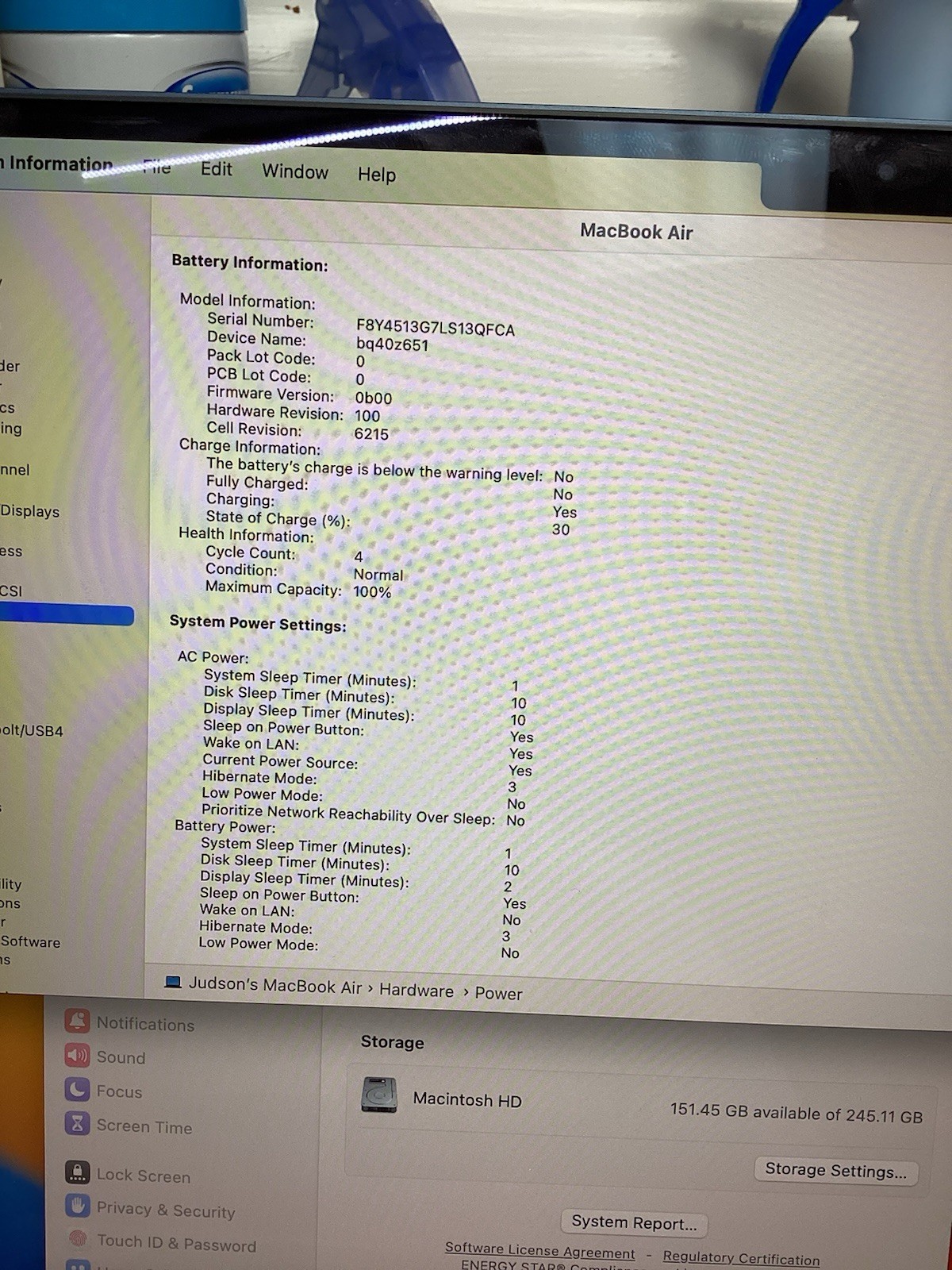 Apple Macbook Air 13.6″M2 Midnight 256GB SSD 16GB,100% battery, MC7X4LL/A, A2681