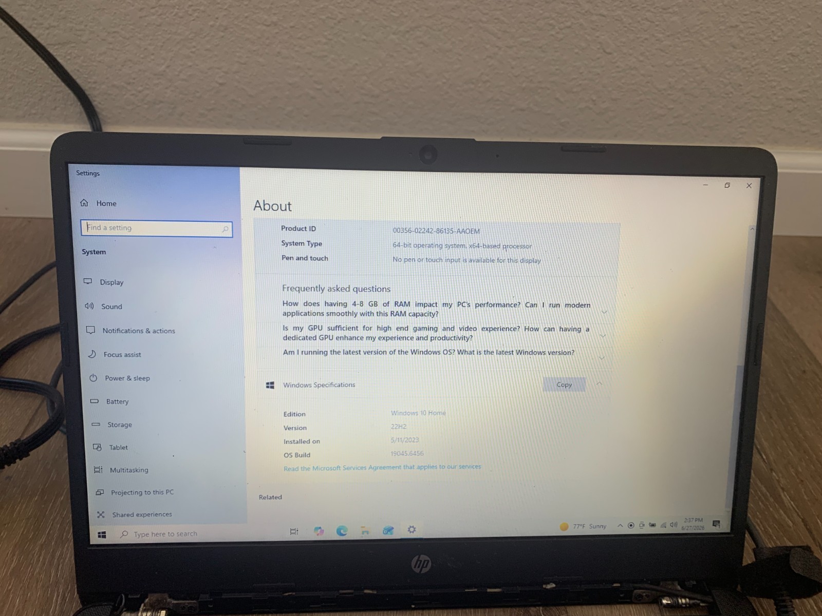 HP 14-fq0013dx 14″AMD Athlon Silver 3050U 2.30Ghz 4GB RAM 128GB SSD Win 10 Home