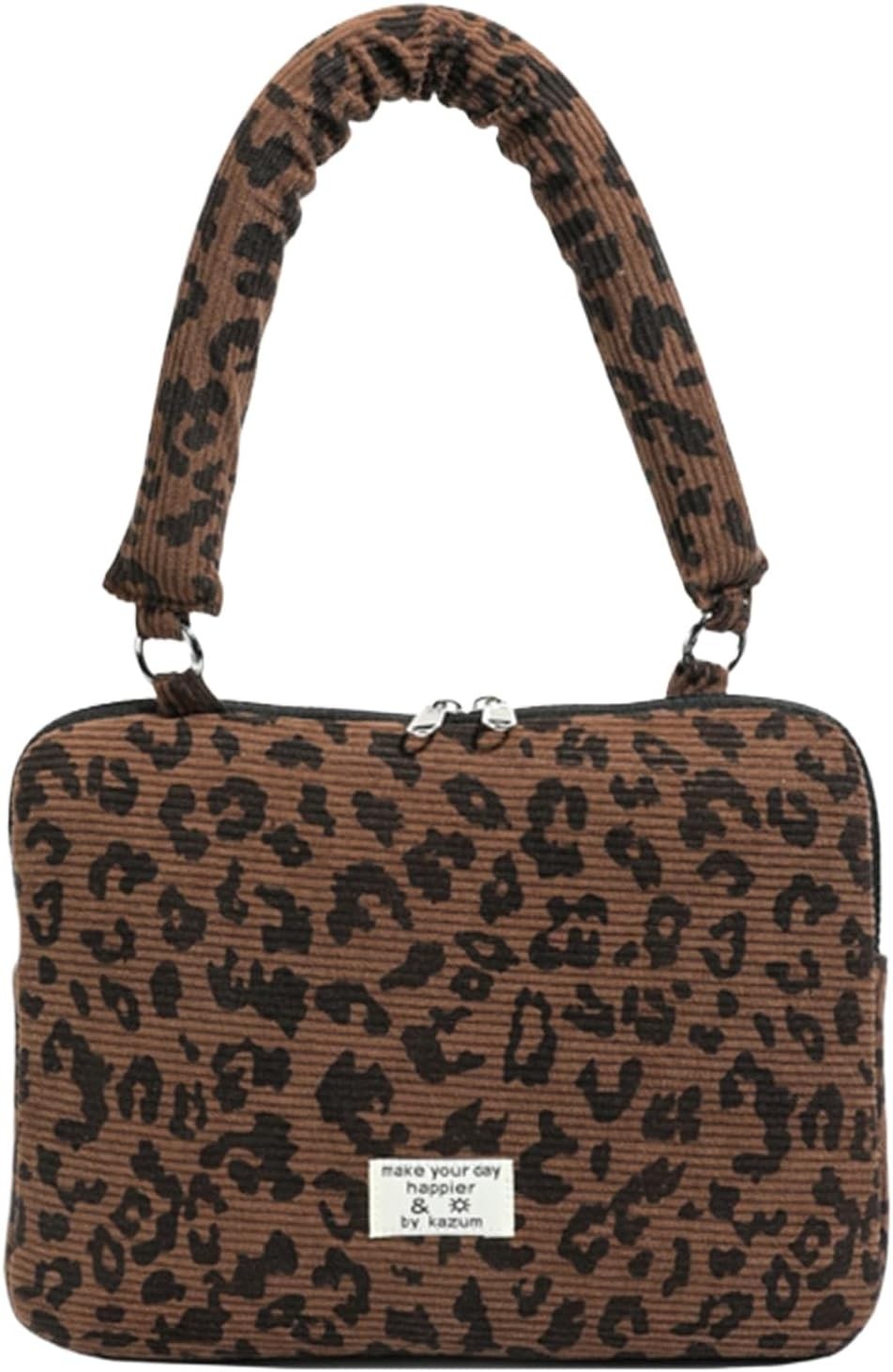 Leopard Puffy Laptop Sleeve 11,13,15 Inch Cheetah Print Quilted Laptop Case