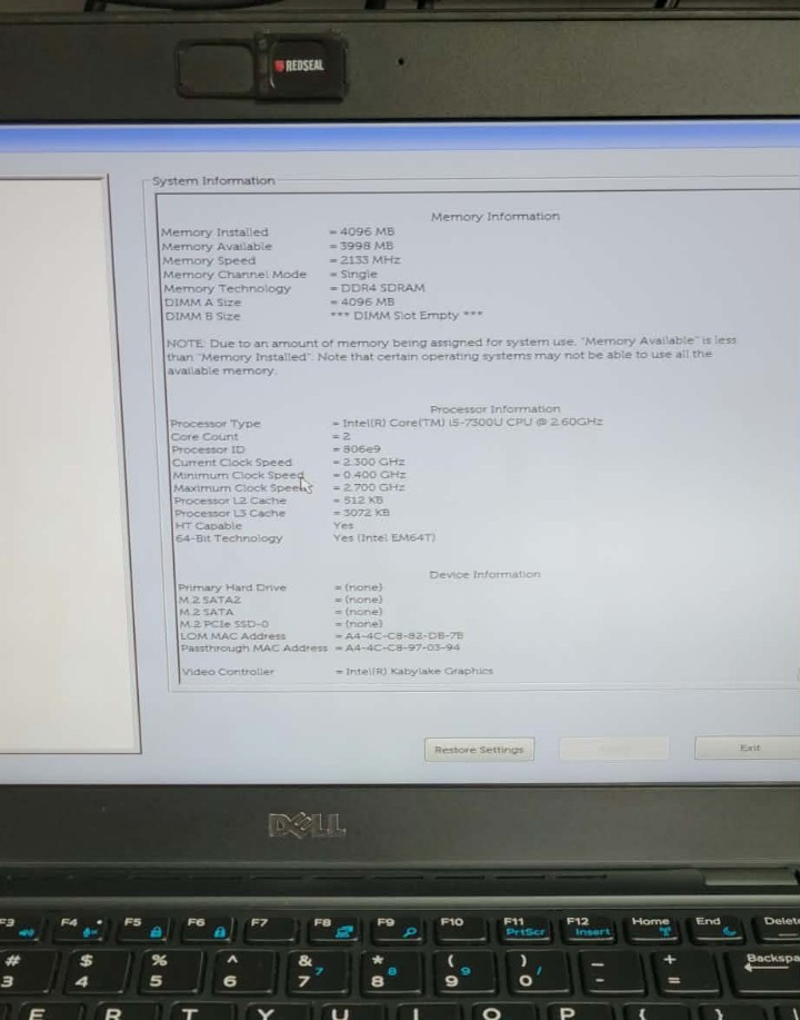 Clean Dell Latitude 5280 12.5″ i5-7300u 4GB RAM No SSD/OS