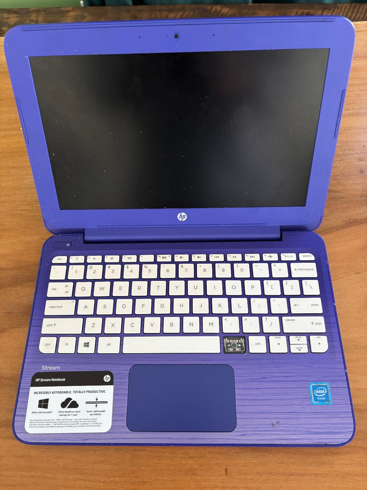 HP Stream 11-r015wm 11.6″ Laptop Intel Blue For Parts Repair No Charger