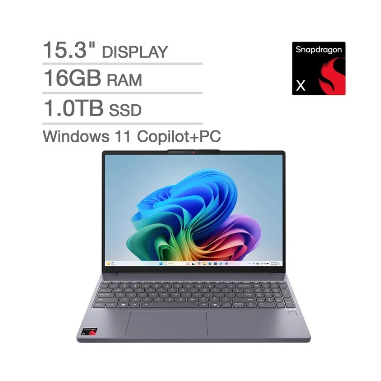Lenovo IdeaPad Slim 3x 15.3″ Touch Snapdragon X 16GB 1TB SSD GRAY 83N30010US **