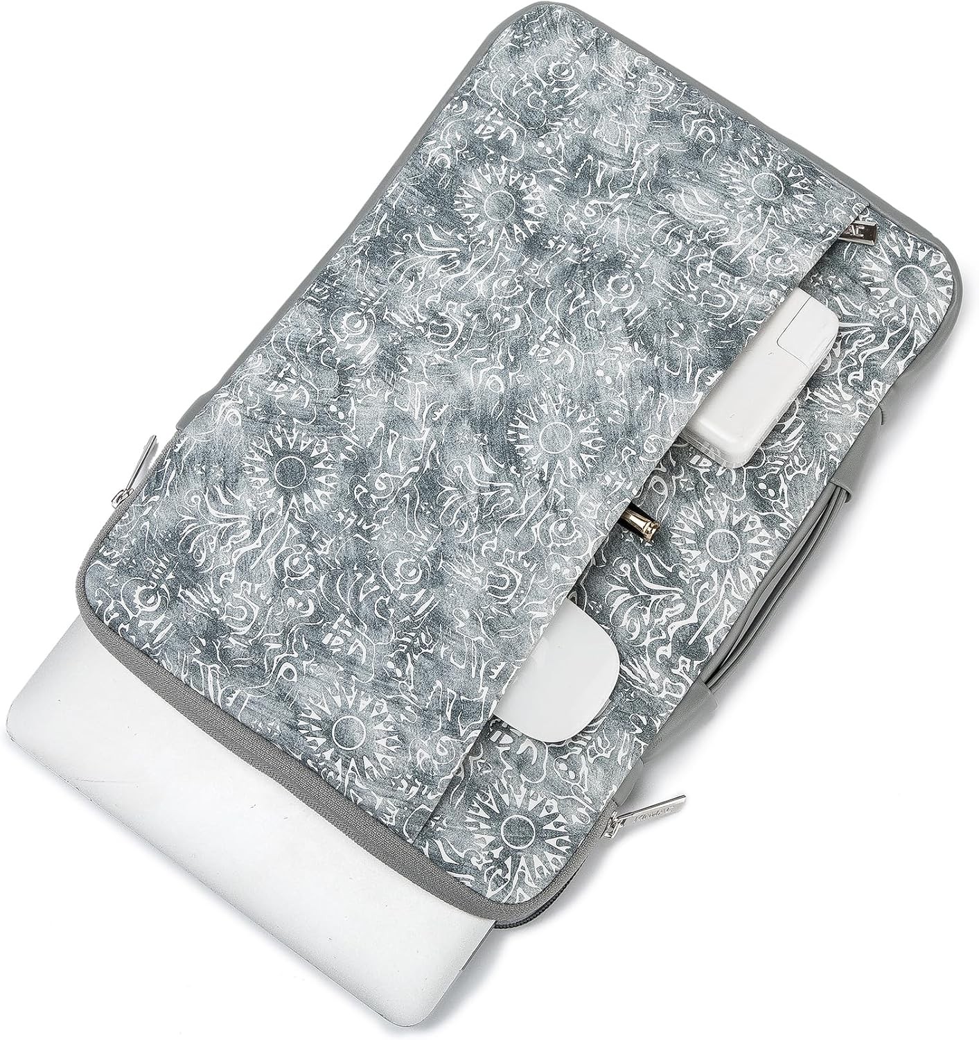 Embossed PU Leather 360° Heavy Duty Protective Laptop Sleeve for 15 inch-15.6 in