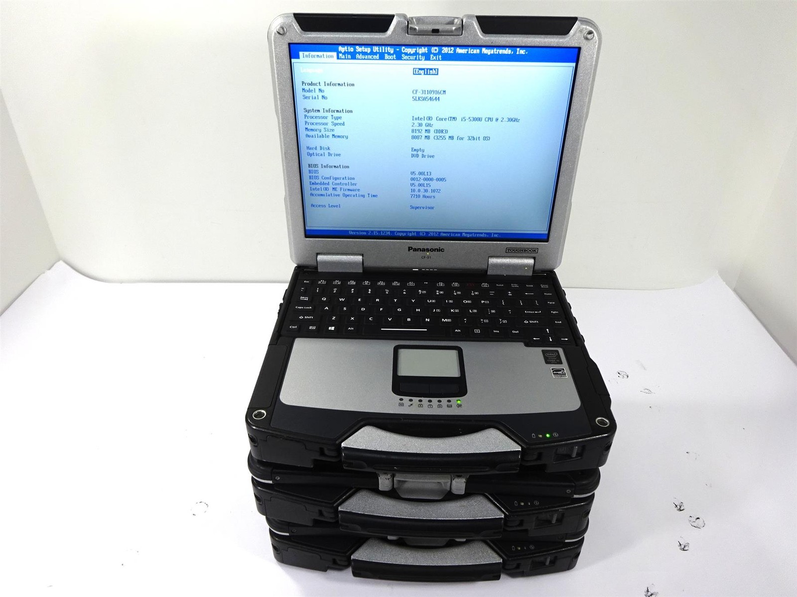 Lot 3 – Panasonic CF-31 MK5 Core i5-5300U 2.3GHz 8GB RAM – No Hard Drive