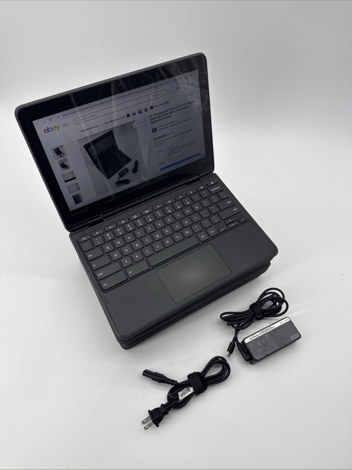 Lenovo 81H00012US 300e 11.6″ 2in1 4GB 32GB, MT8173 2.1GHz Chromebook w Adapter