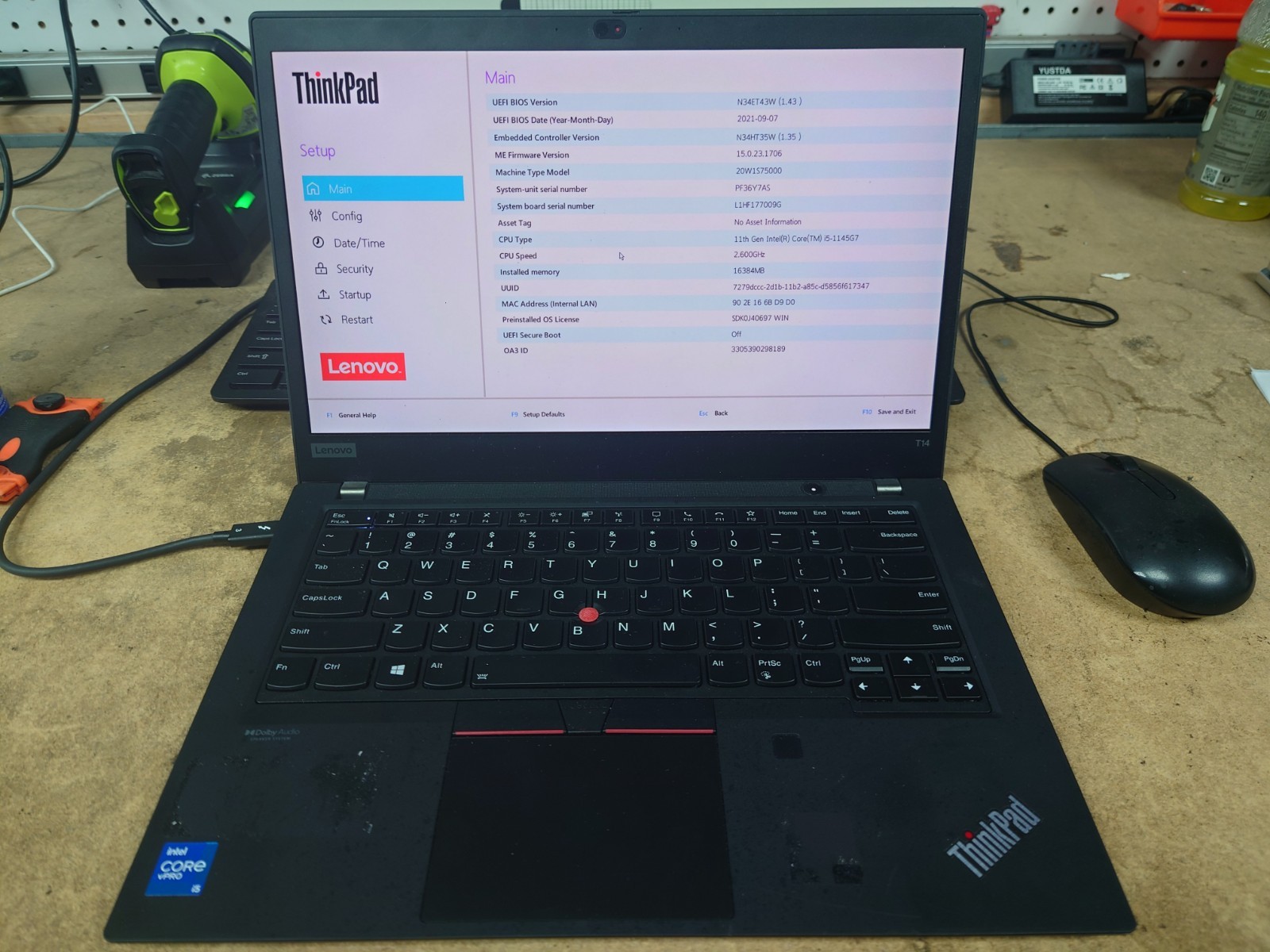Lenovo ThinkPad T14 Gen 2 14″ UHD i5-1145G7 16GB RAM 512GB SSD MX450 NO OS