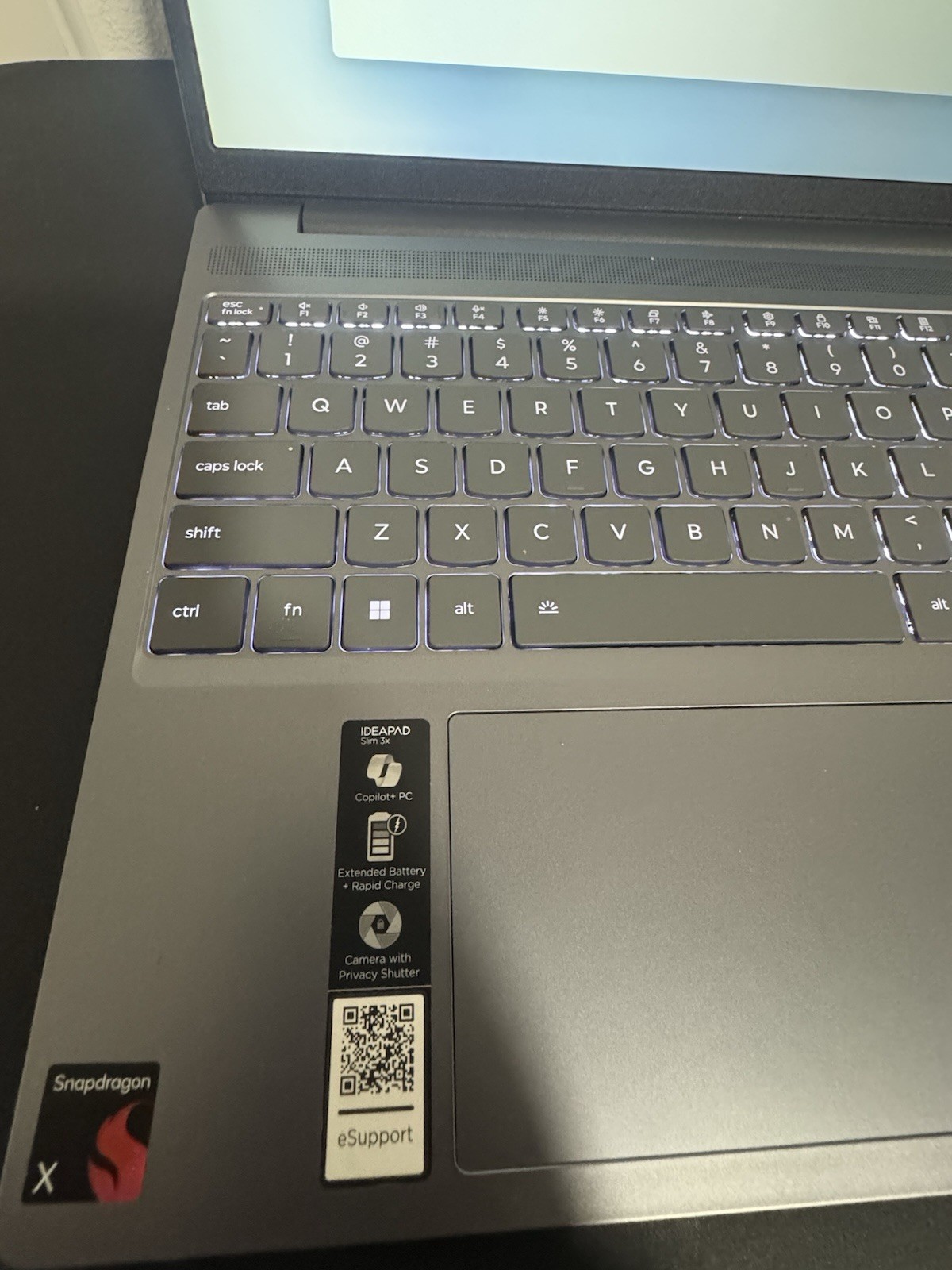 Lenovo IdeaPad Slim 3 15Q8X10 Luna Gray Laptop Snapdragon X 8 Core