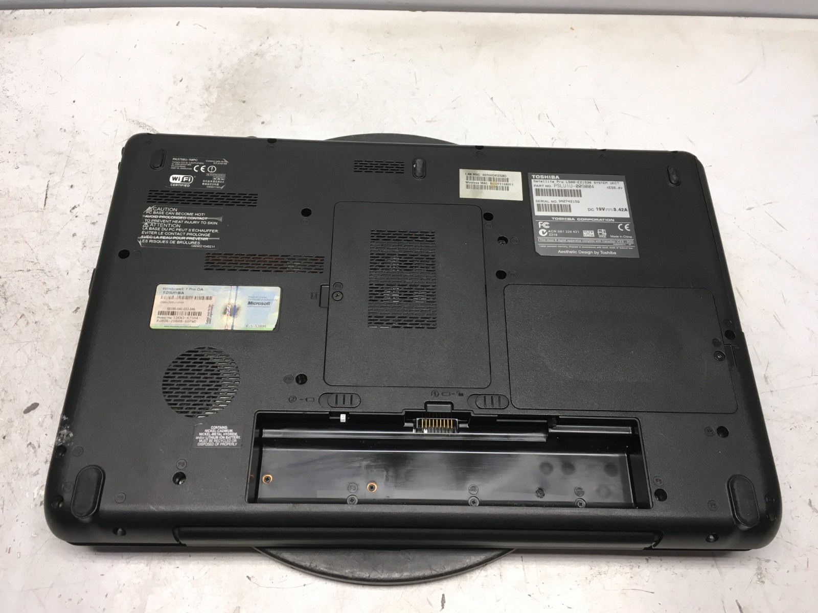 Toshiba Satellite Pro L500-EZ1530 Intel Core 2 Duo T6570 2.1GHz 3 GB NO HDD