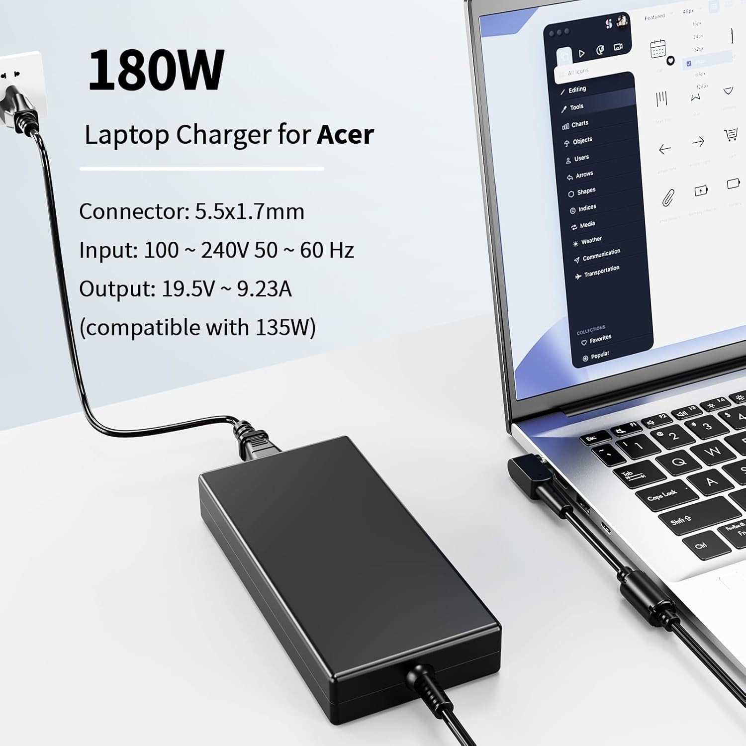 JIAHENGDE 180W 135W Charger for Acer Nitro 5 7 V15 V17 V16 V14 Gaming Laptop