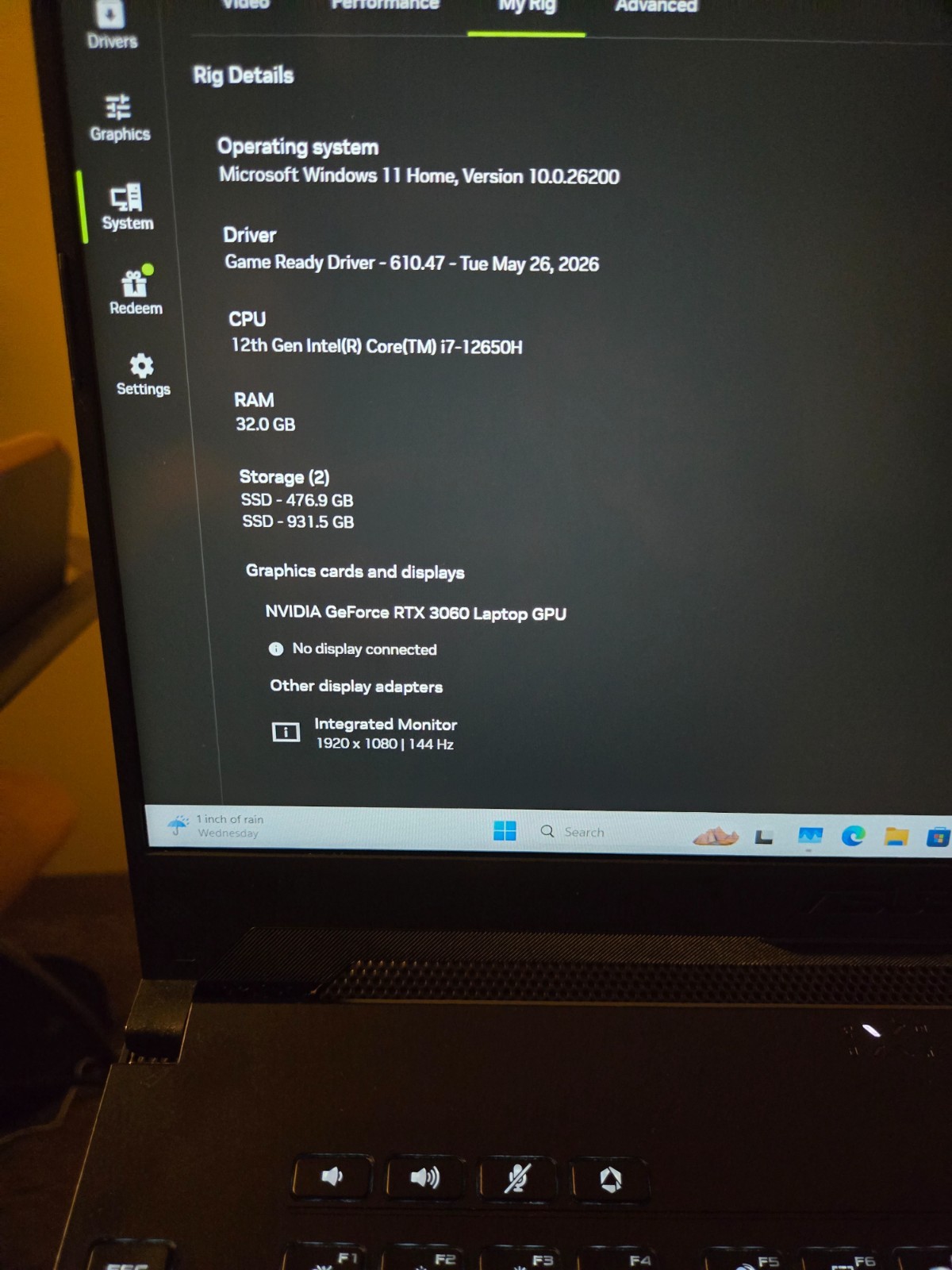 ASUS TUF Dash F15 Gaming Laptop i7-12650H RTX3060 32GB 1.5TB 144Hz Bundle