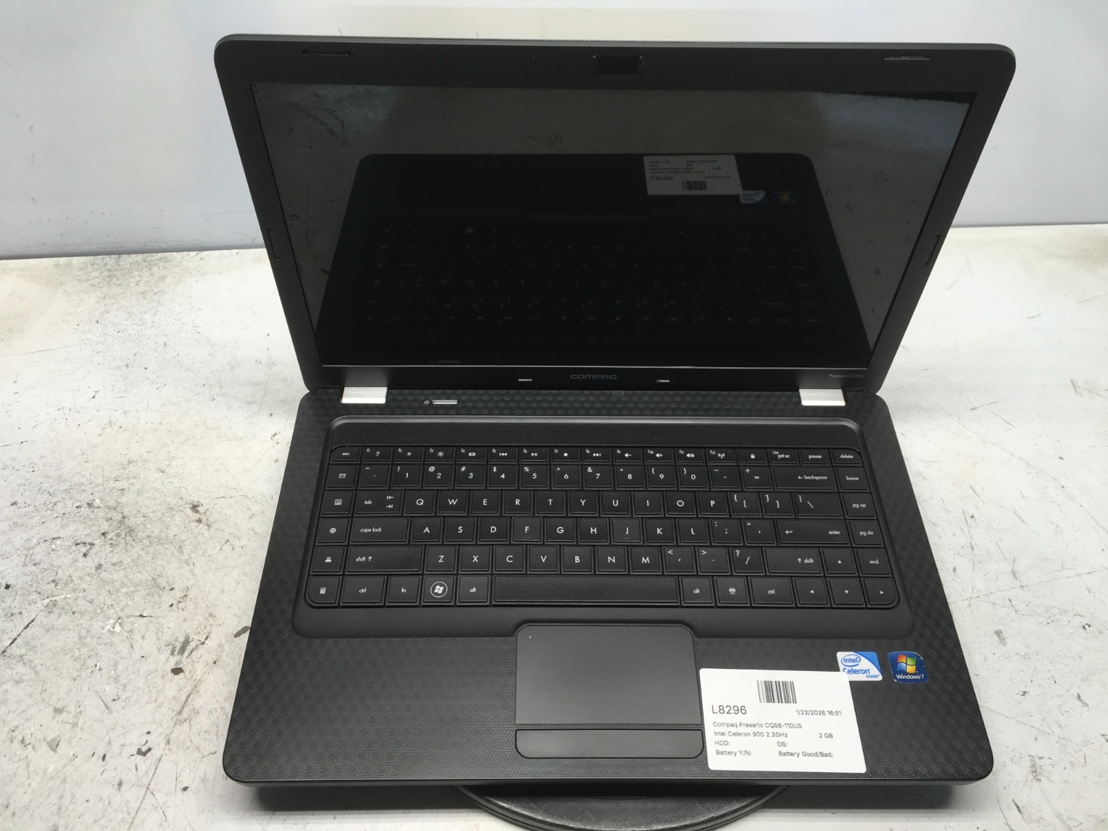 Compaq Presario CQ56-110US Intel Celeron 900 2.2GHz 2 GB NO HDD