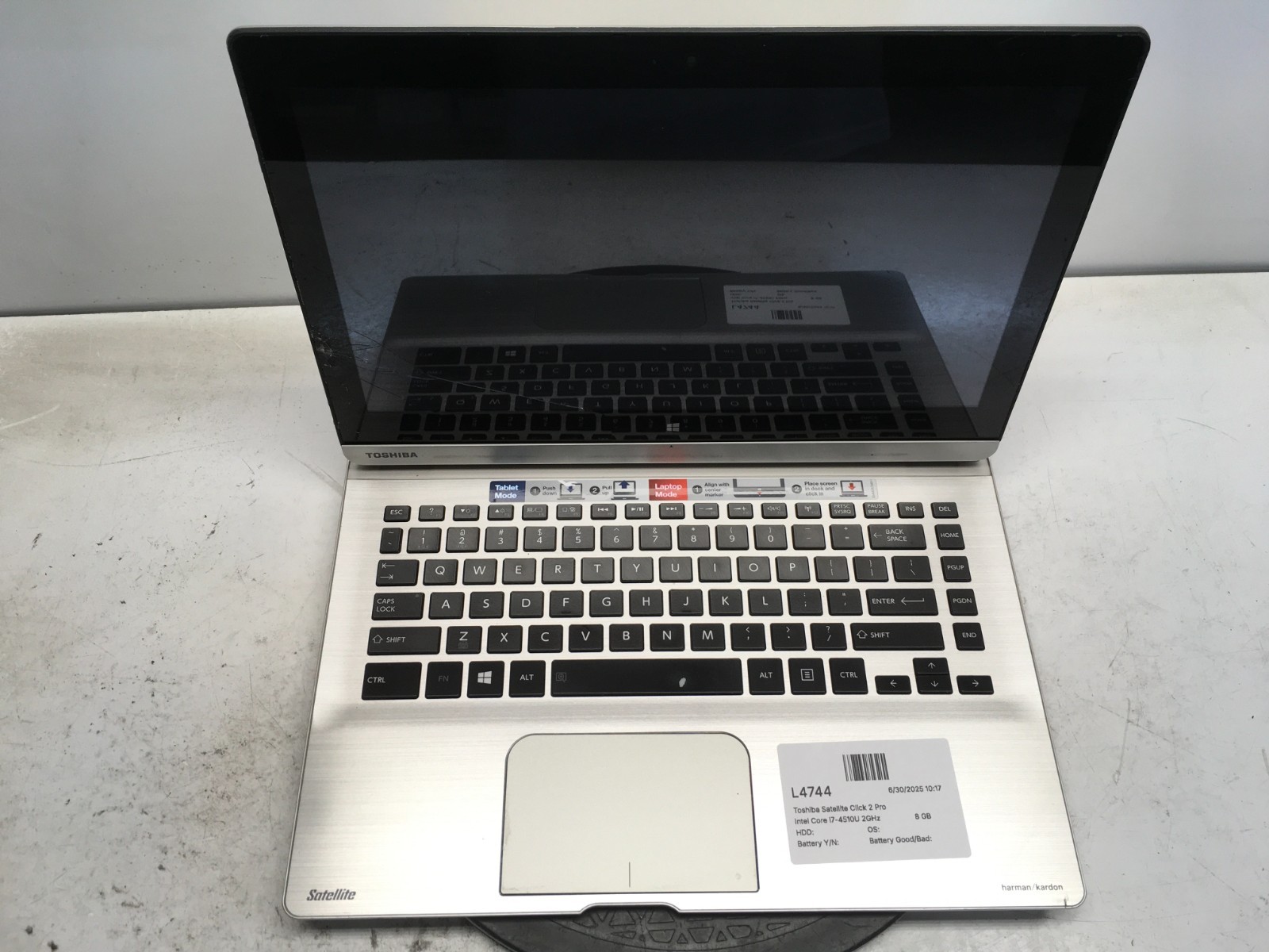 Toshiba Satellite Click 2 Pro P35W-B3226 Intel Core i7-4510U 8 GB NO HDD/Batt