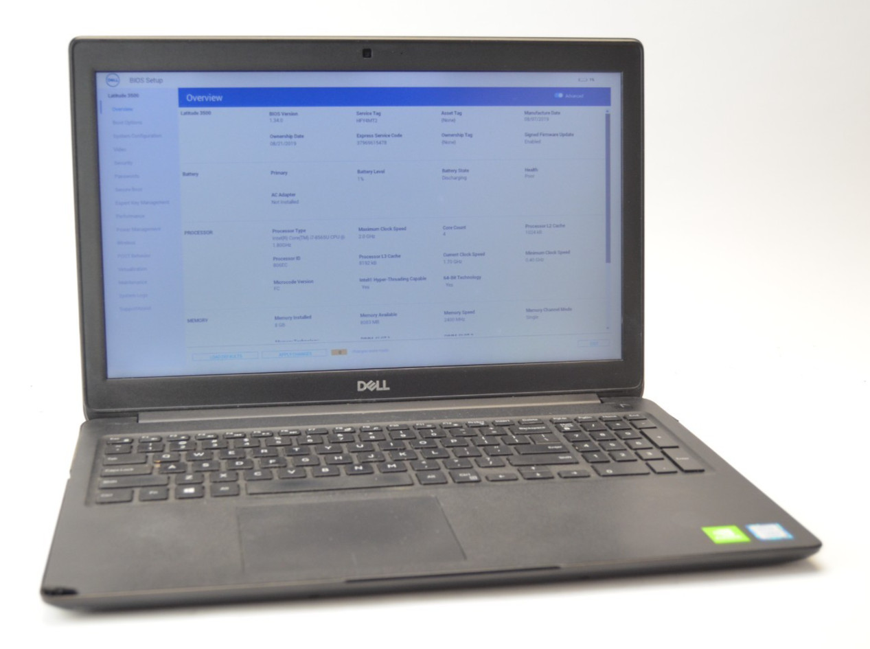 Dell Latitude 3500 15.6″ i7-8565U 1.80GHz 8GB Ram NO HDD/OS FOR PARTS READ