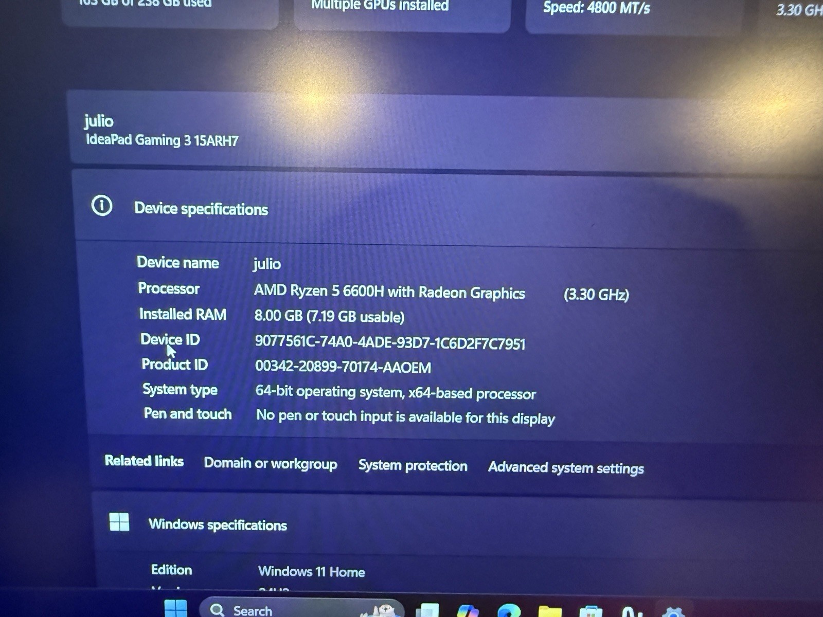 Lenovo IdeaPad Gaming 3 15ARH7 15.6″ Ryzen 5 6600H 8GB 256GB SSD W11 Gray