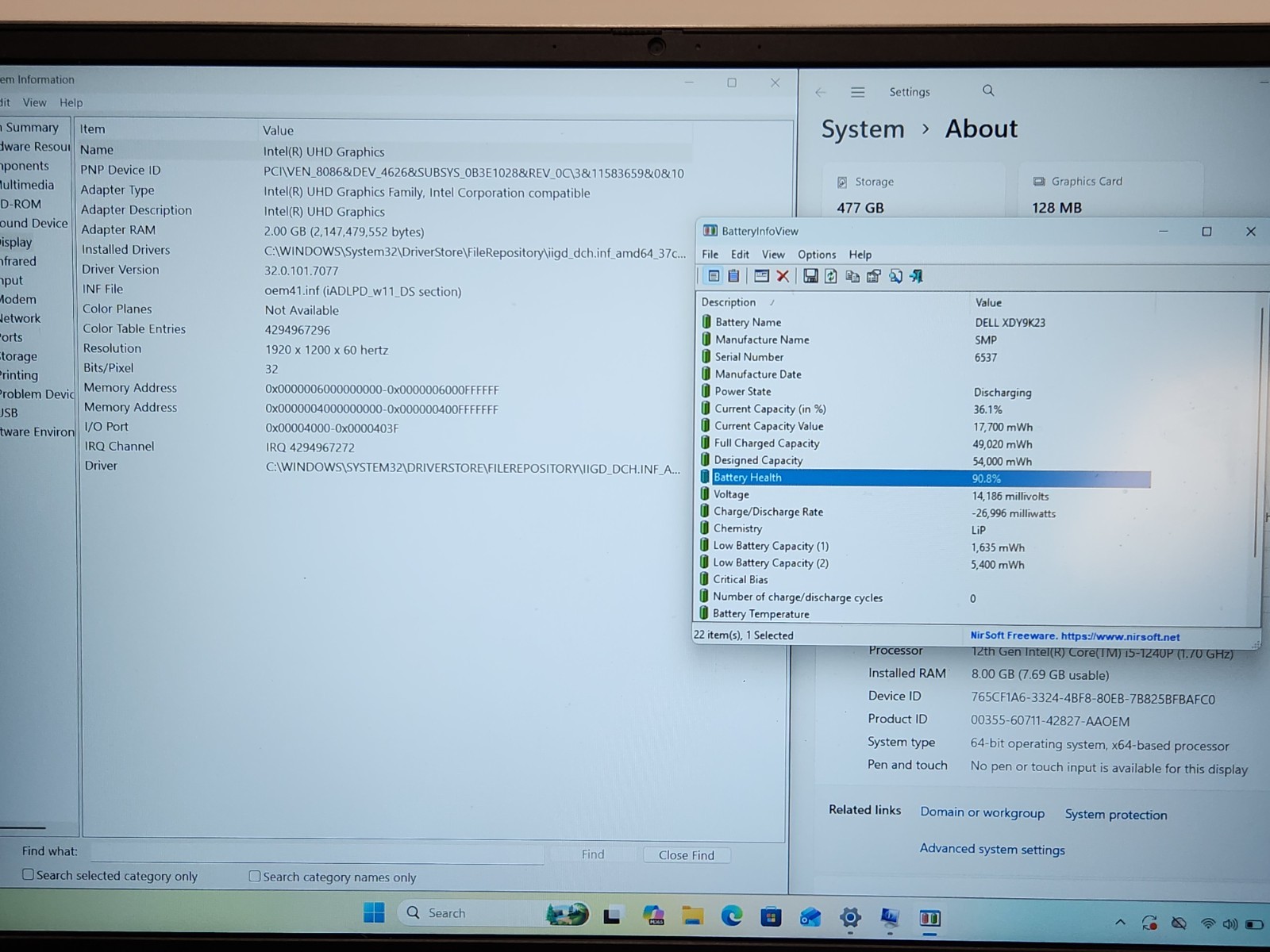 Dell Vostro 5620 Laptop Intel Core i5-1240P 1.7GHz 8GB RAM 512GB SSD W11P + AC
